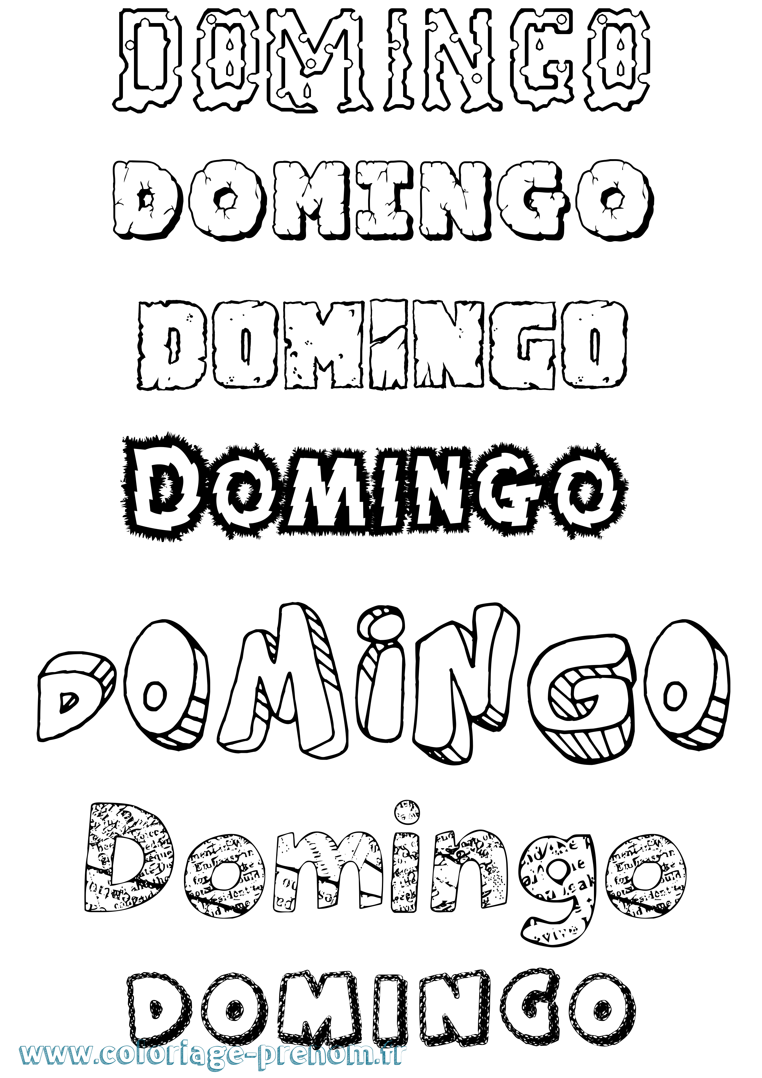Coloriage prénom Domingo Destructuré