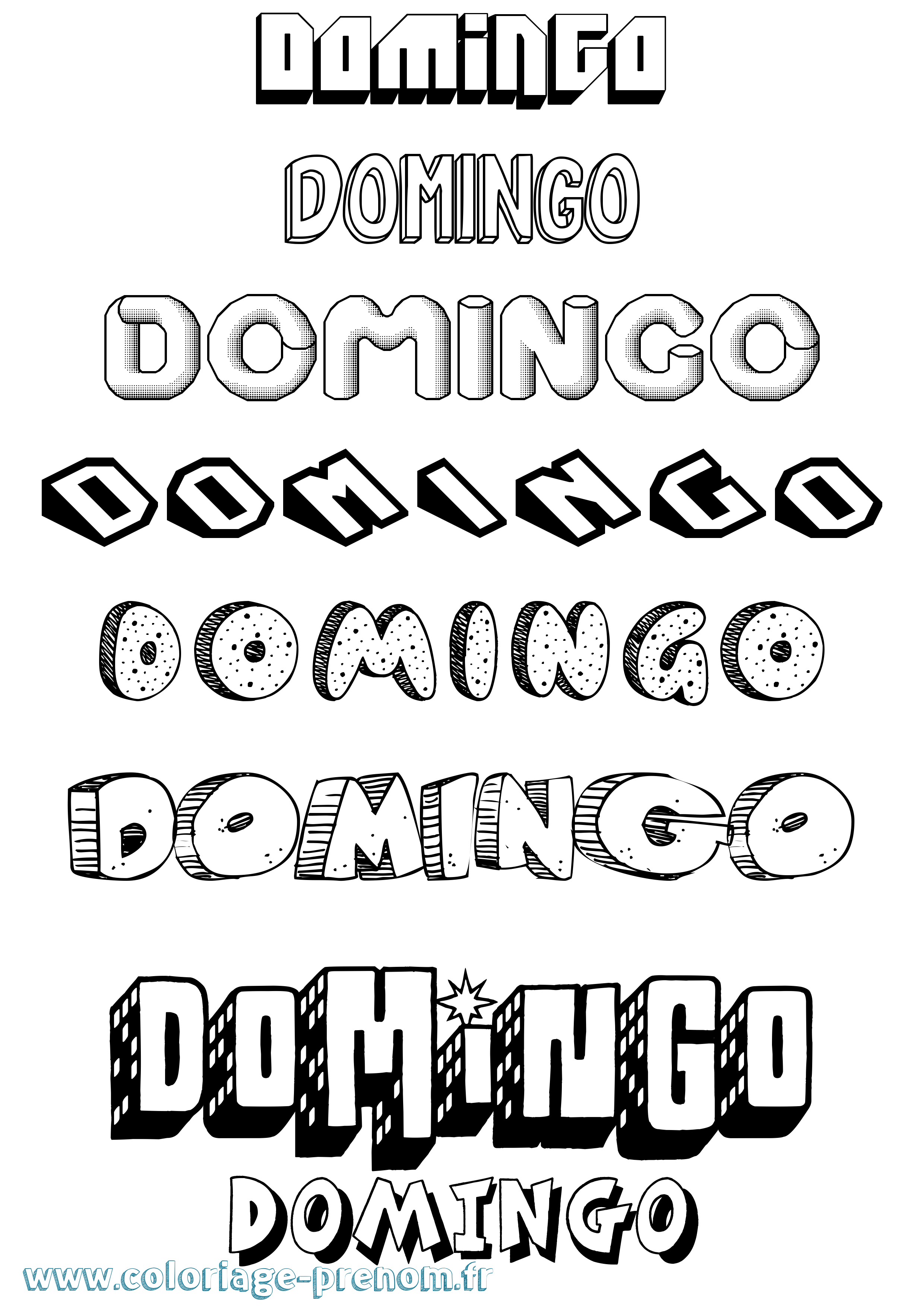 Coloriage prénom Domingo Effet 3D