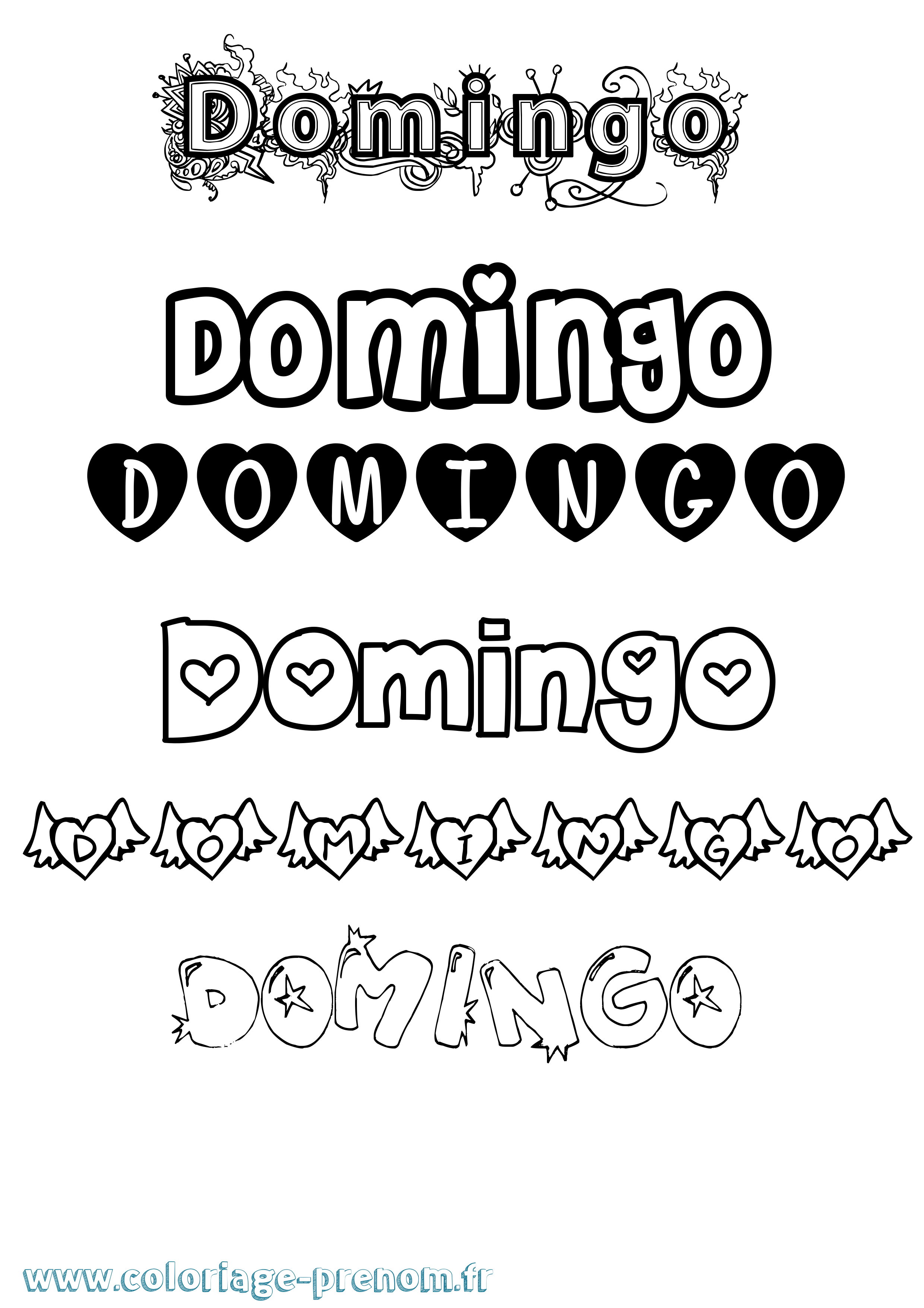 Coloriage prénom Domingo Girly
