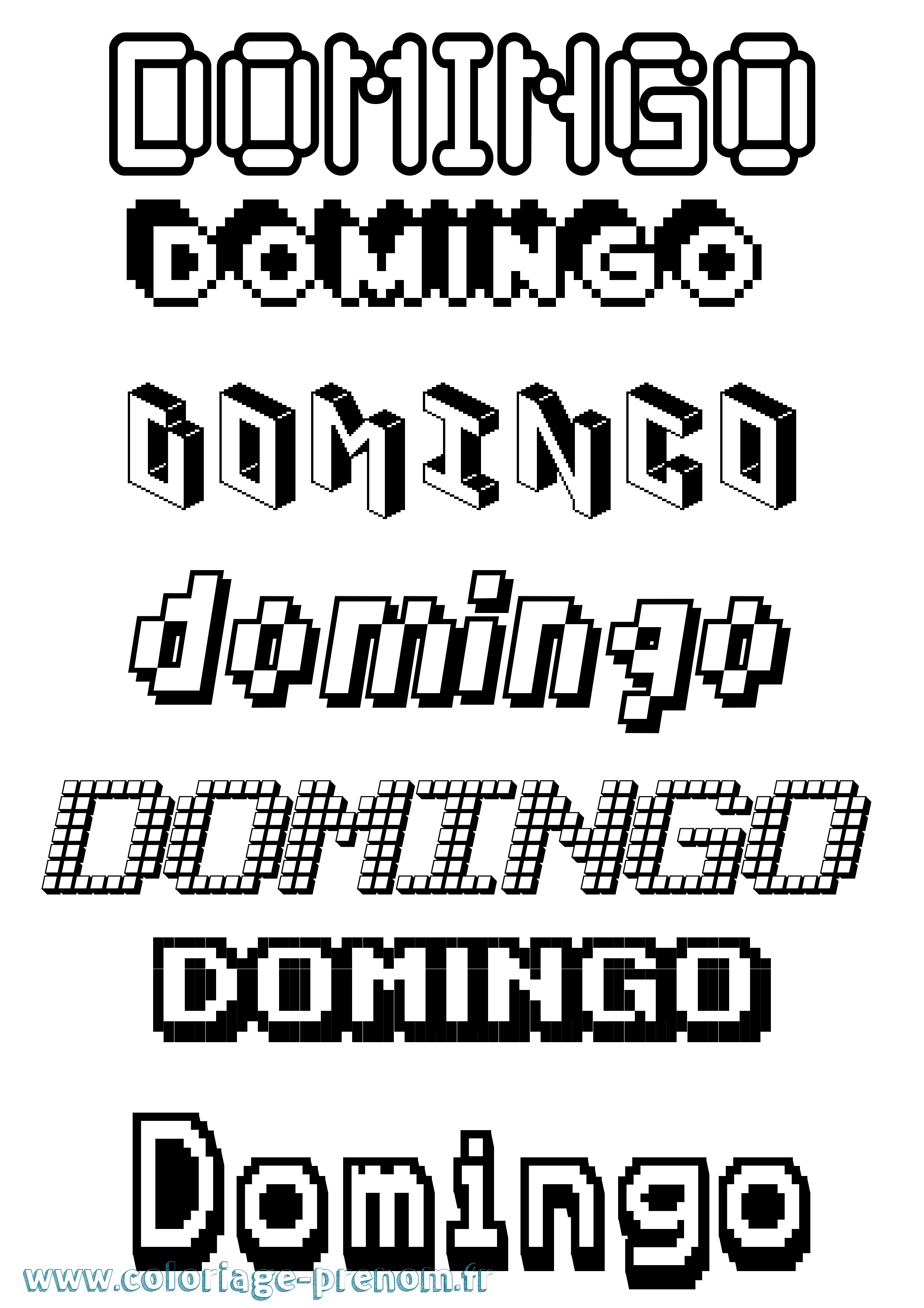 Coloriage prénom Domingo Pixel