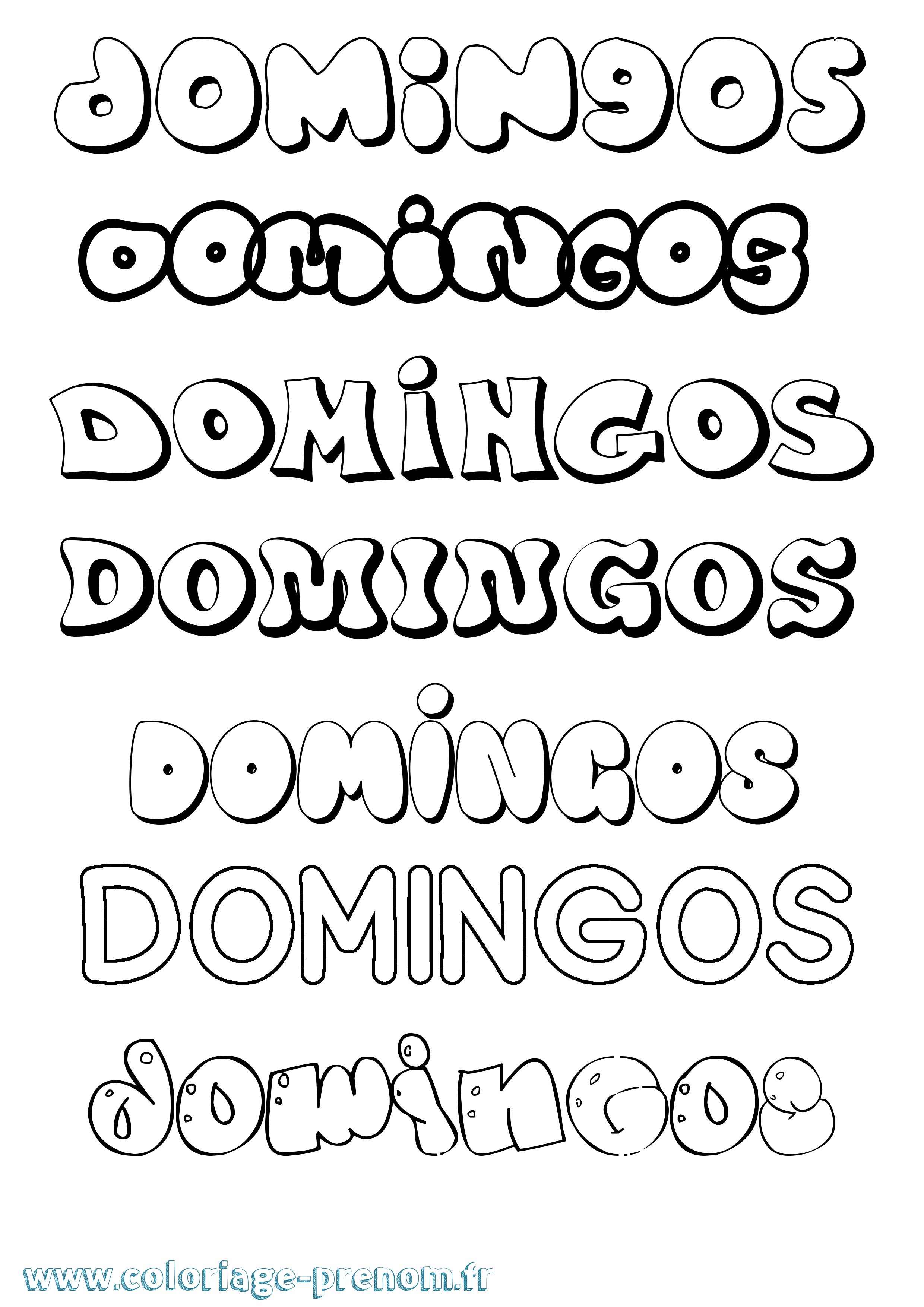 Coloriage Domingos Bubble Coloriage prénom Domingos Bubble