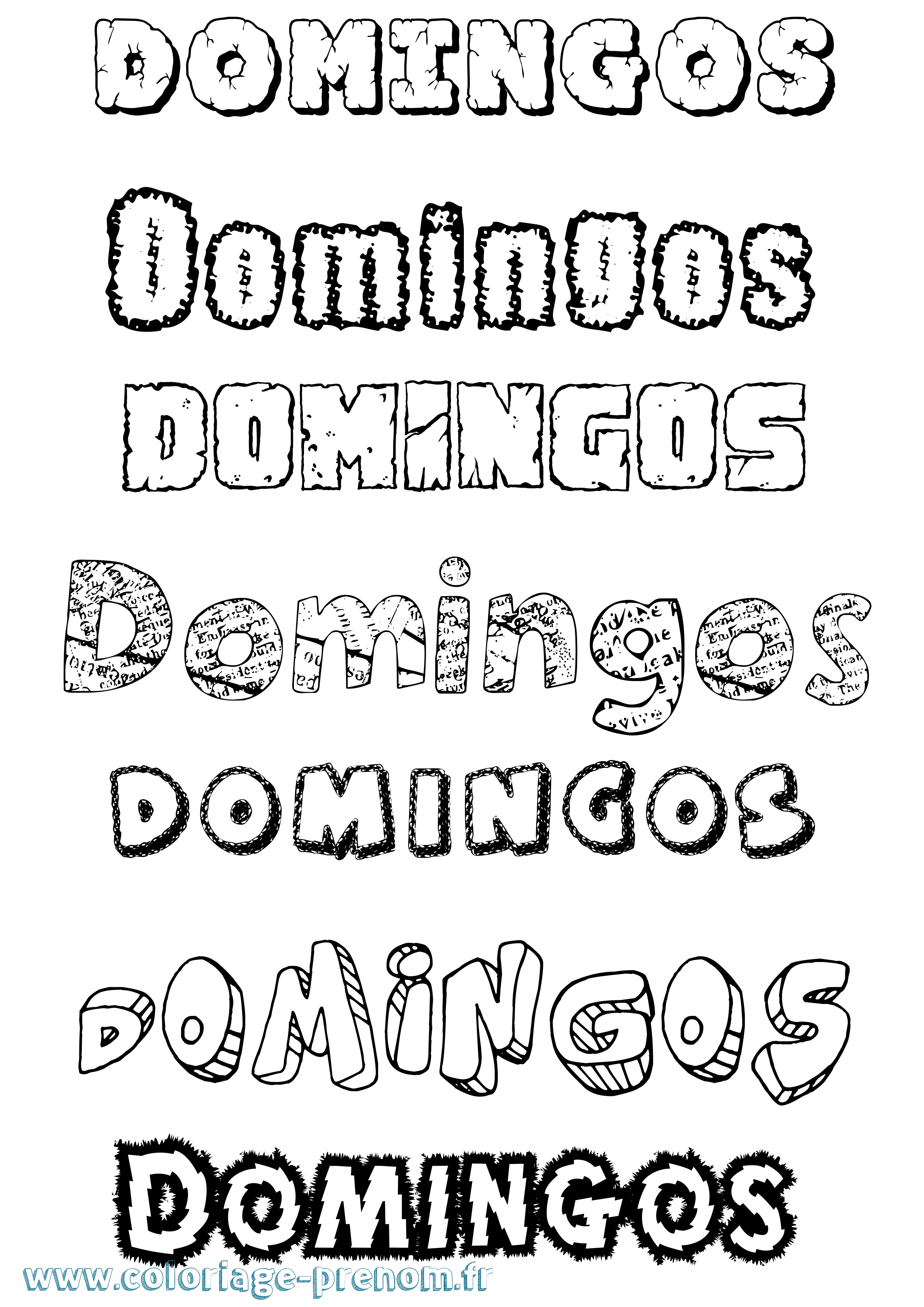 Coloriage Domingos Destructuré Coloriage prénom Domingos Destructuré