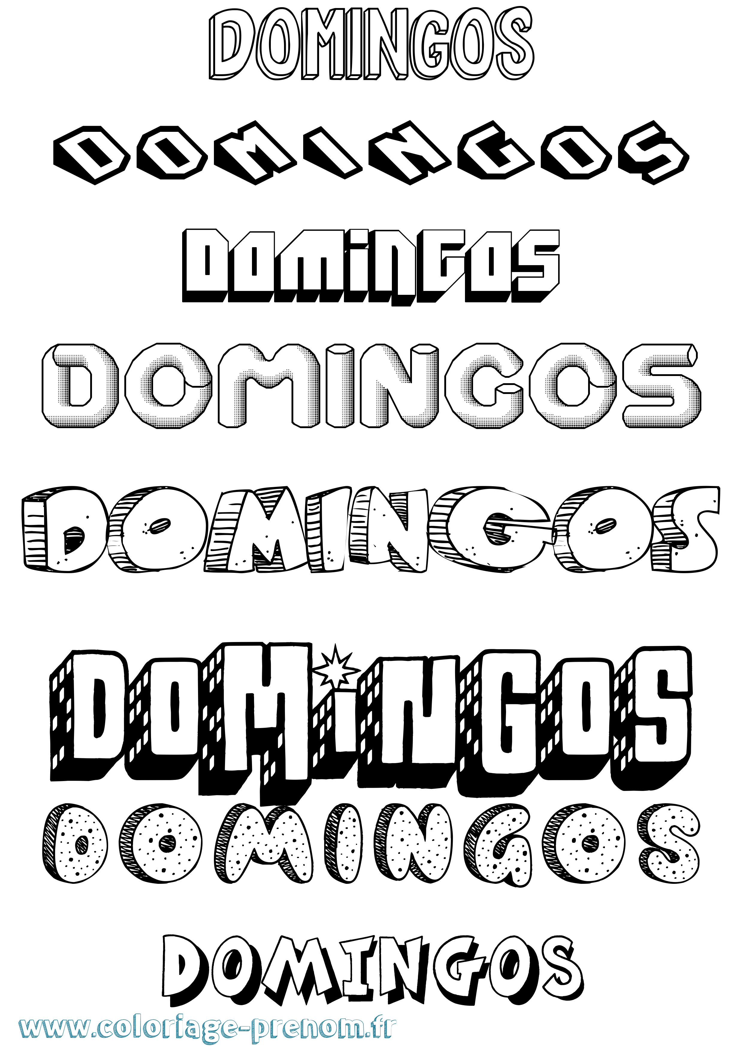 Coloriage Domingos Effet 3D Coloriage prénom Domingos Effet 3D