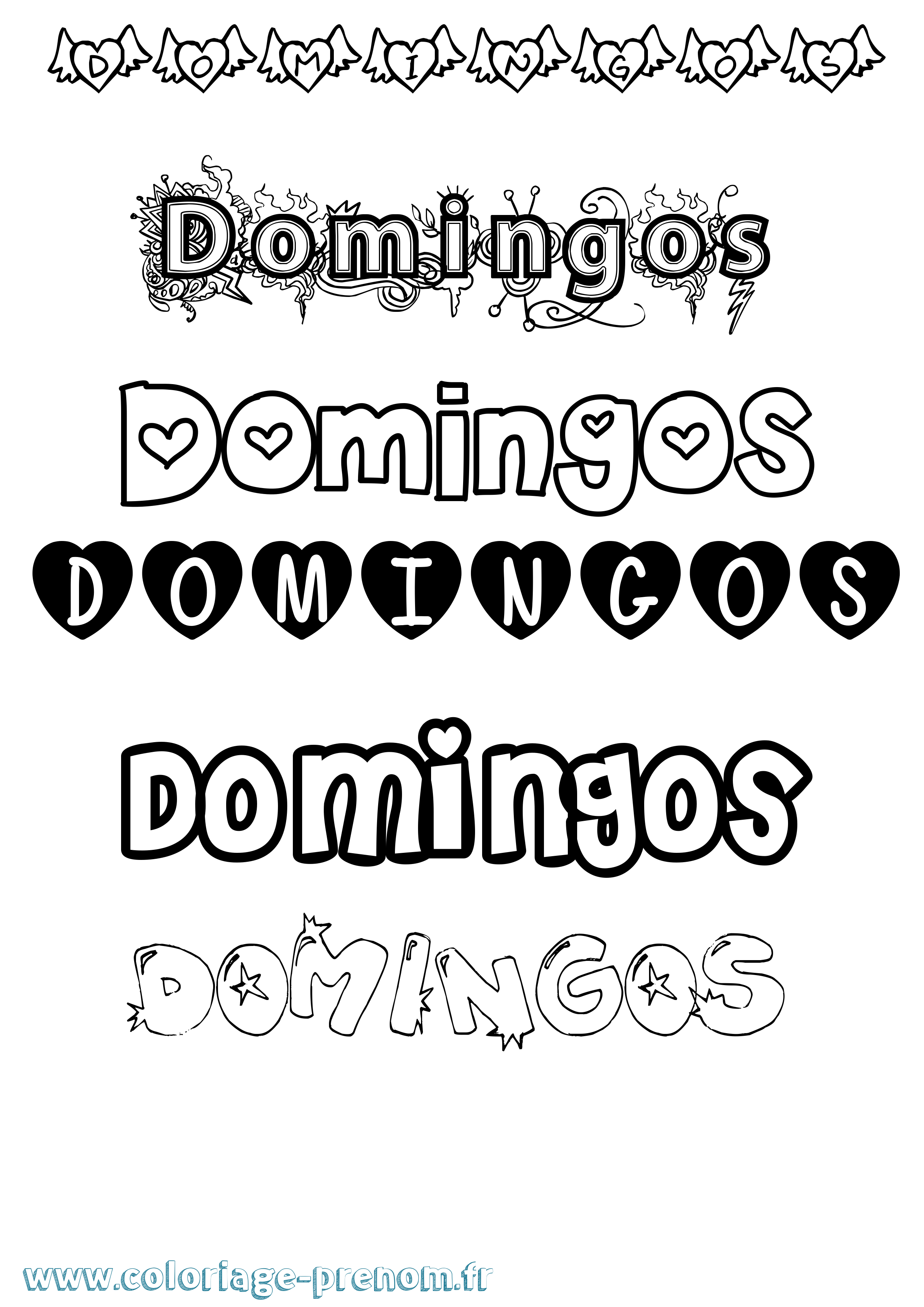 Coloriage Domingos Girly Coloriage prénom Domingos Girly
