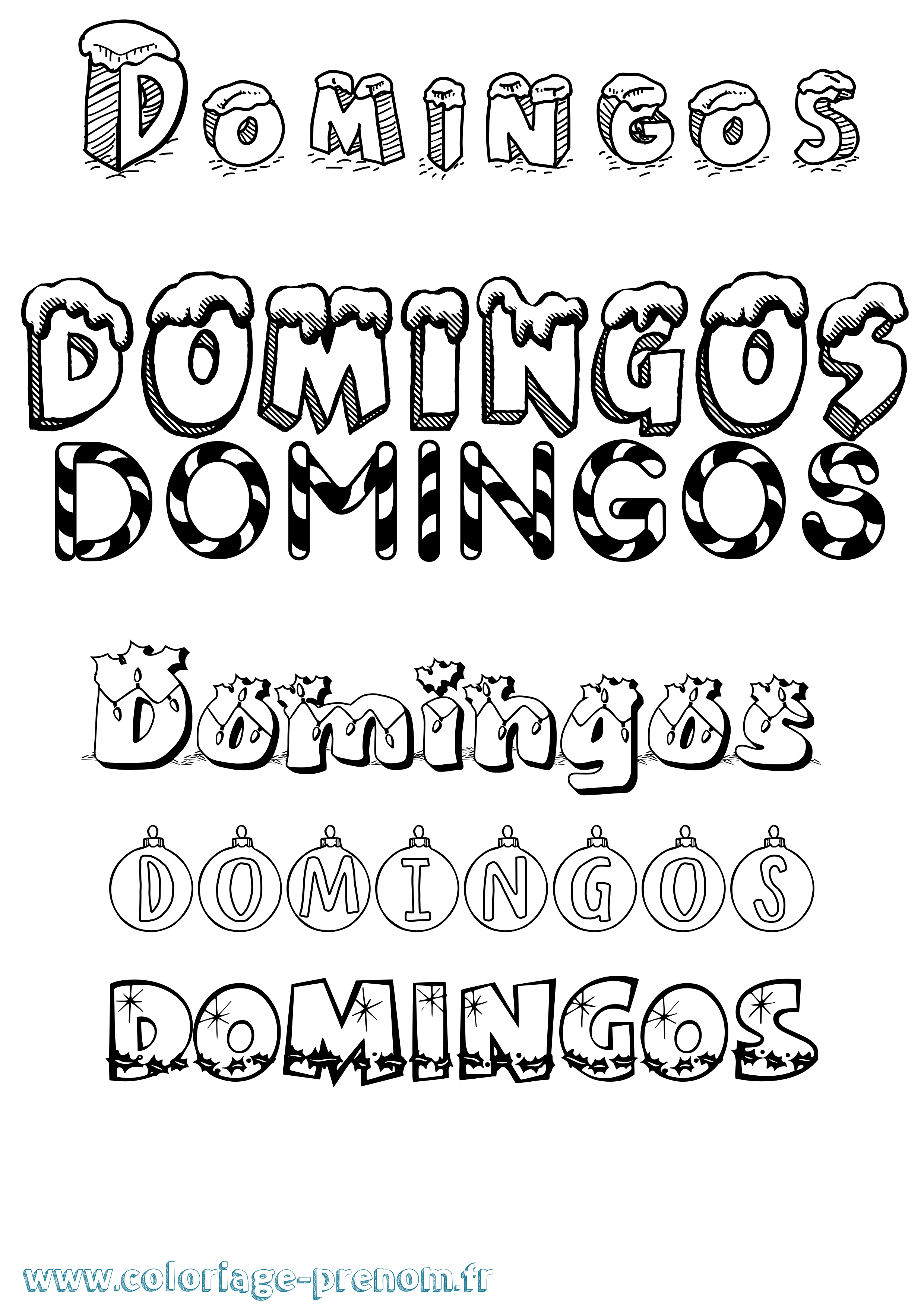 Coloriage Domingos Noël Coloriage prénom Domingos Noël