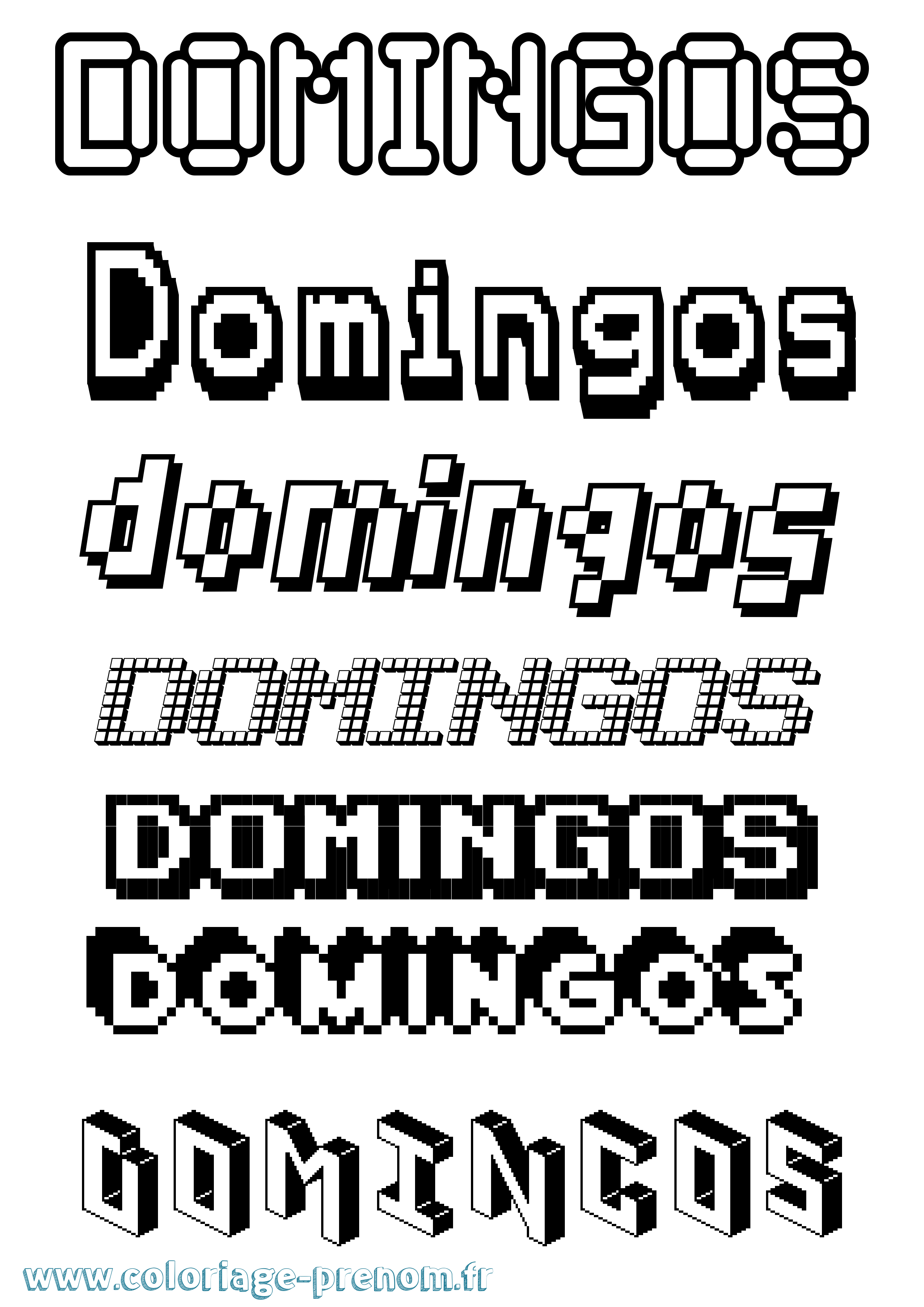 Coloriage Domingos Pixel Coloriage prénom Domingos Pixel