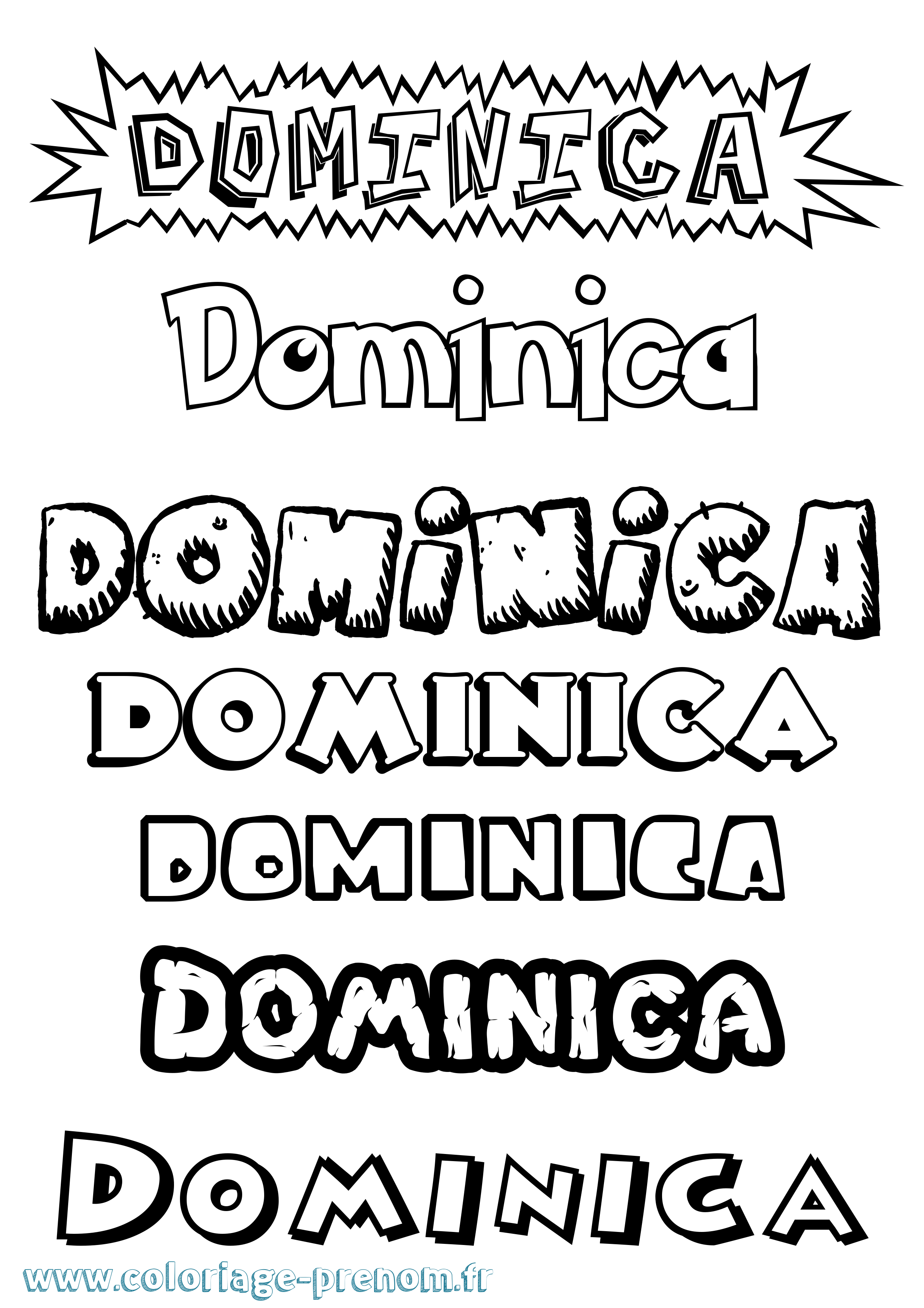 Coloriage Dominica Dessin Animé Coloriage prénom Dominica Dessin Animé