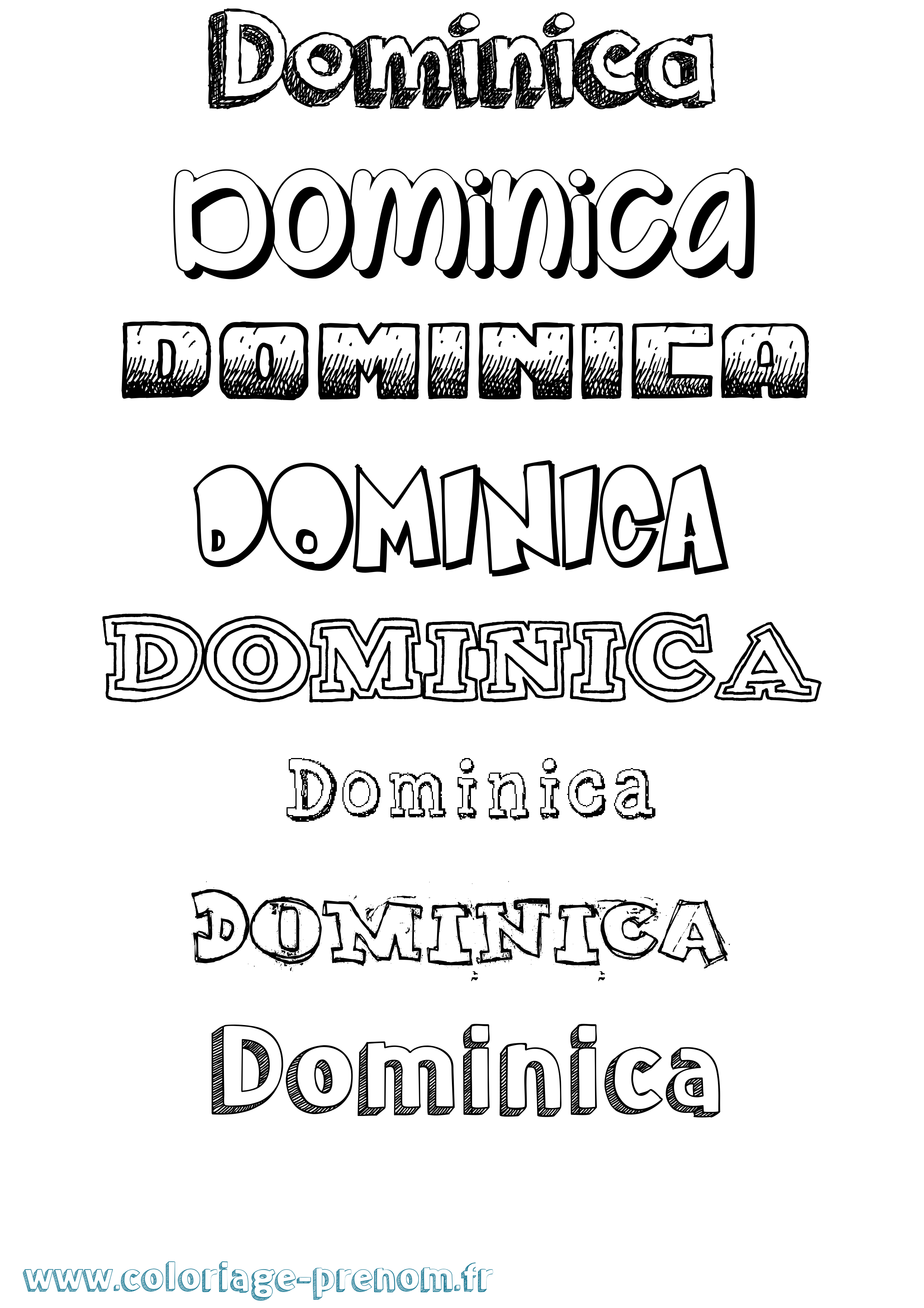 Coloriage prénom Dominica Dessiné