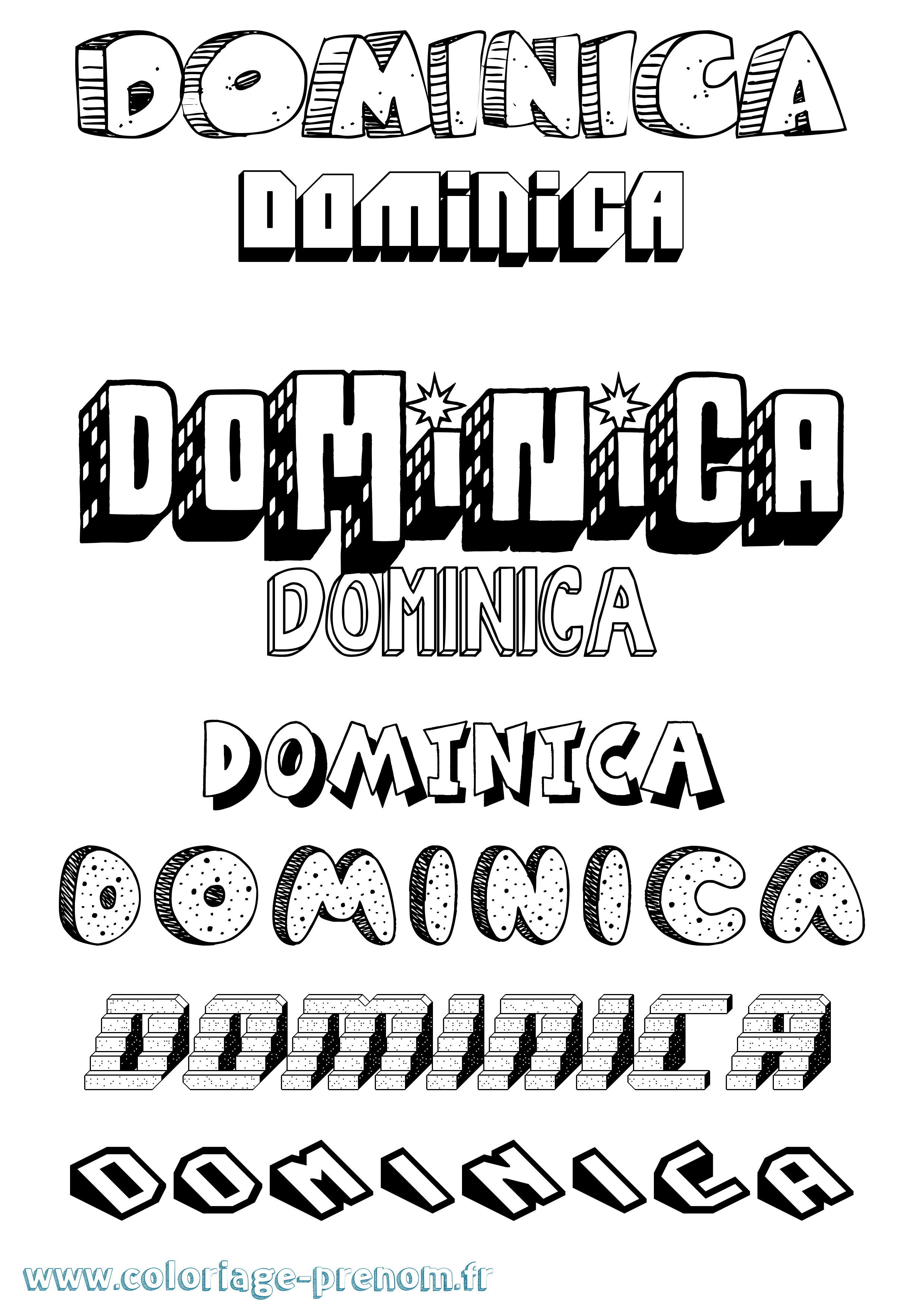 Coloriage Dominica Effet 3D Coloriage prénom Dominica Effet 3D