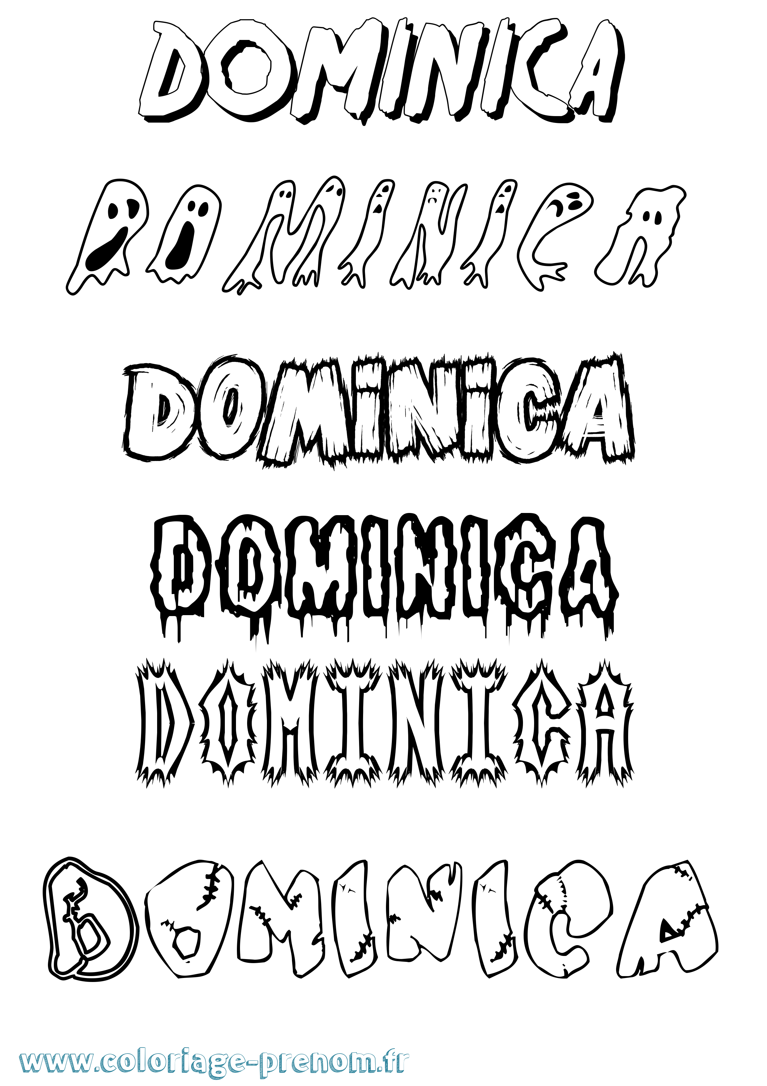 Coloriage Dominica Frisson Coloriage prénom Dominica Frisson