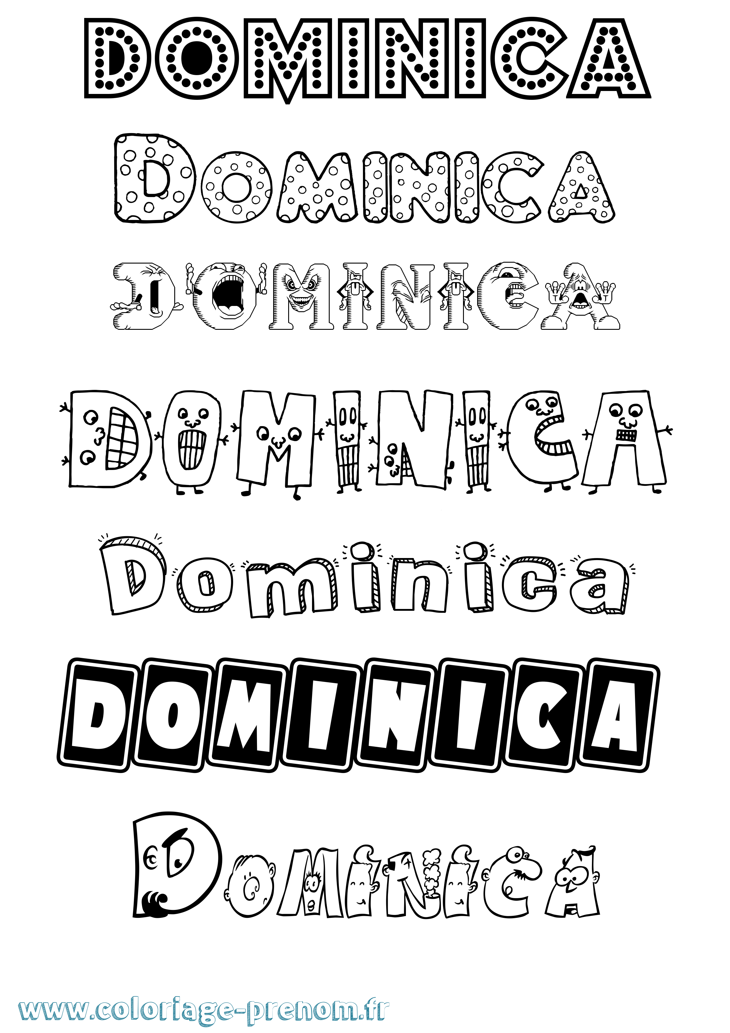 Coloriage prénom Dominica Fun