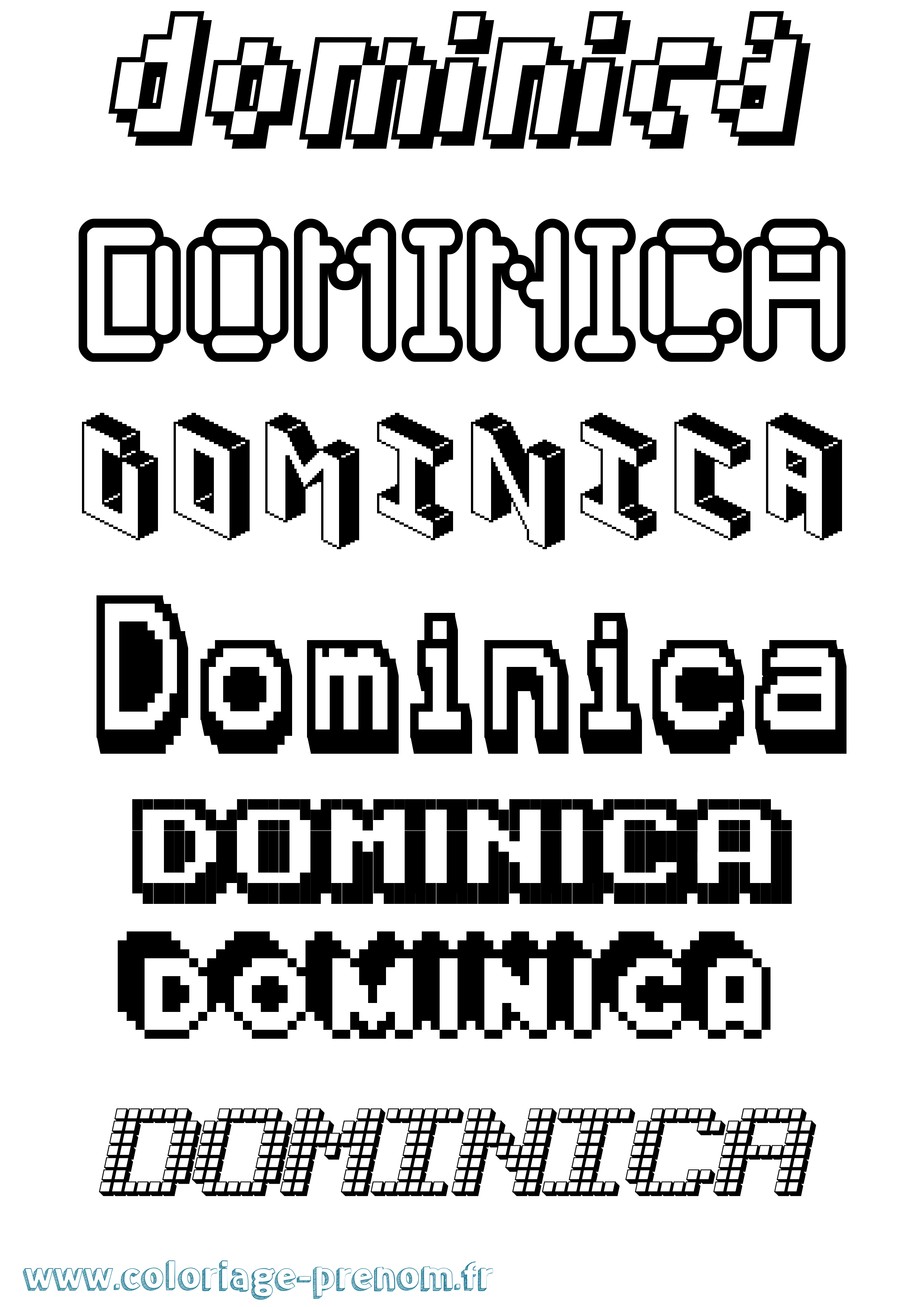 Coloriage prénom Dominica Pixel