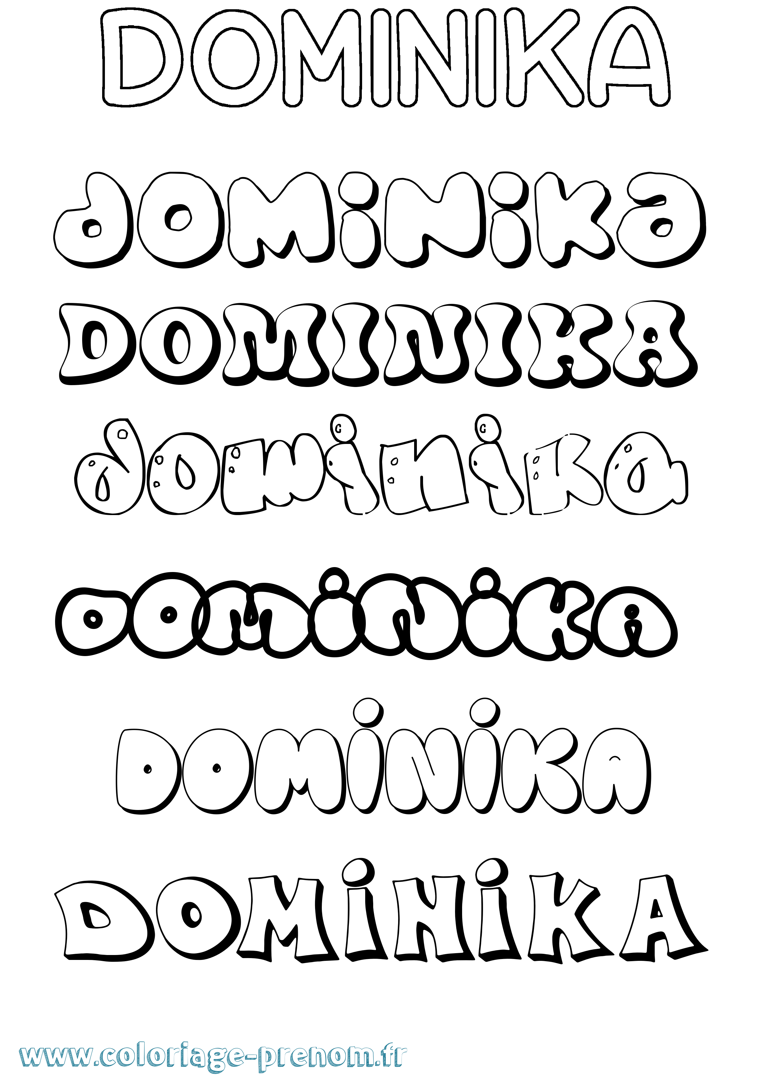Coloriage Dominika Bubble Coloriage prénom Dominika Bubble