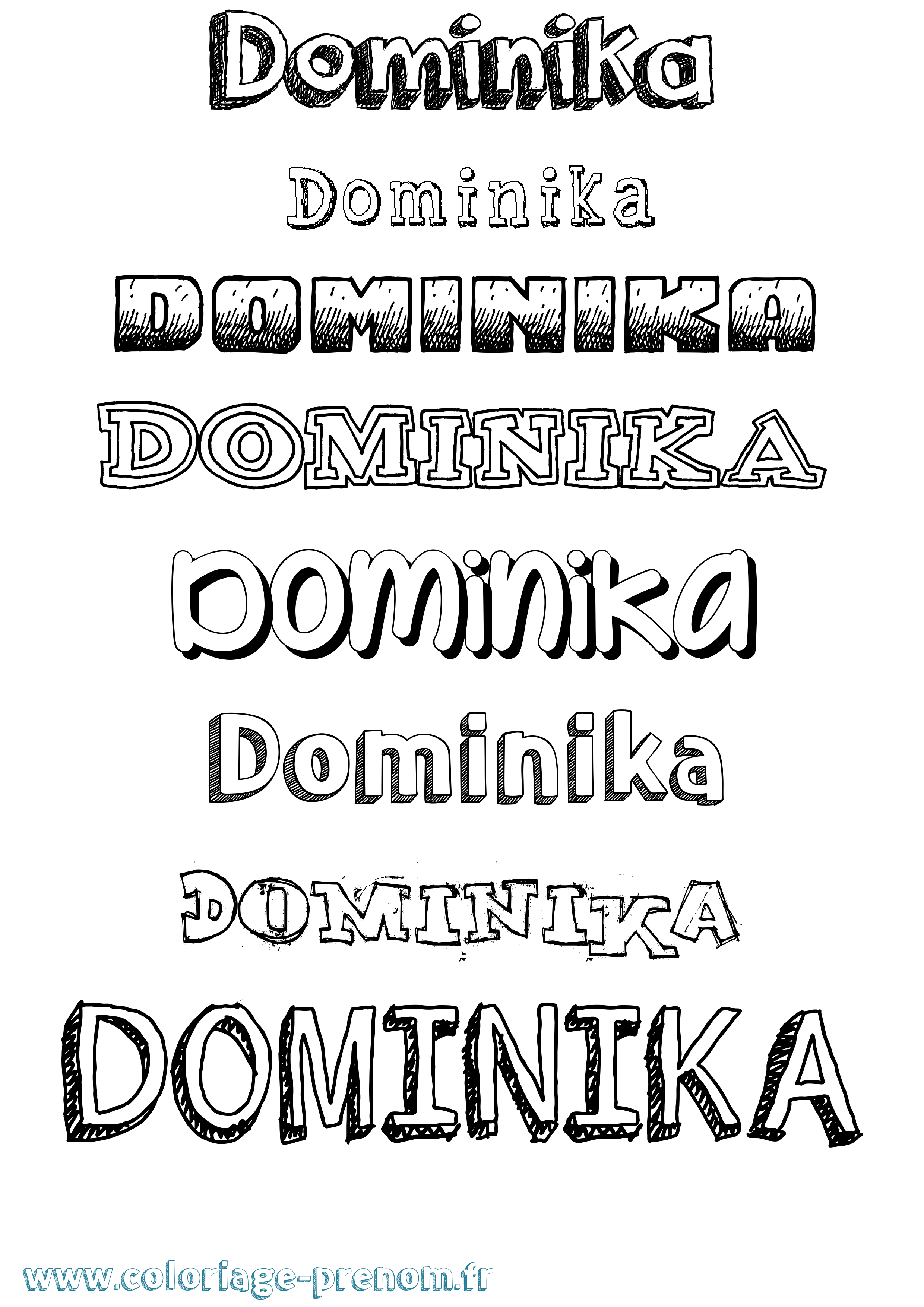 Coloriage Dominika Dessiné Coloriage prénom Dominika Dessiné