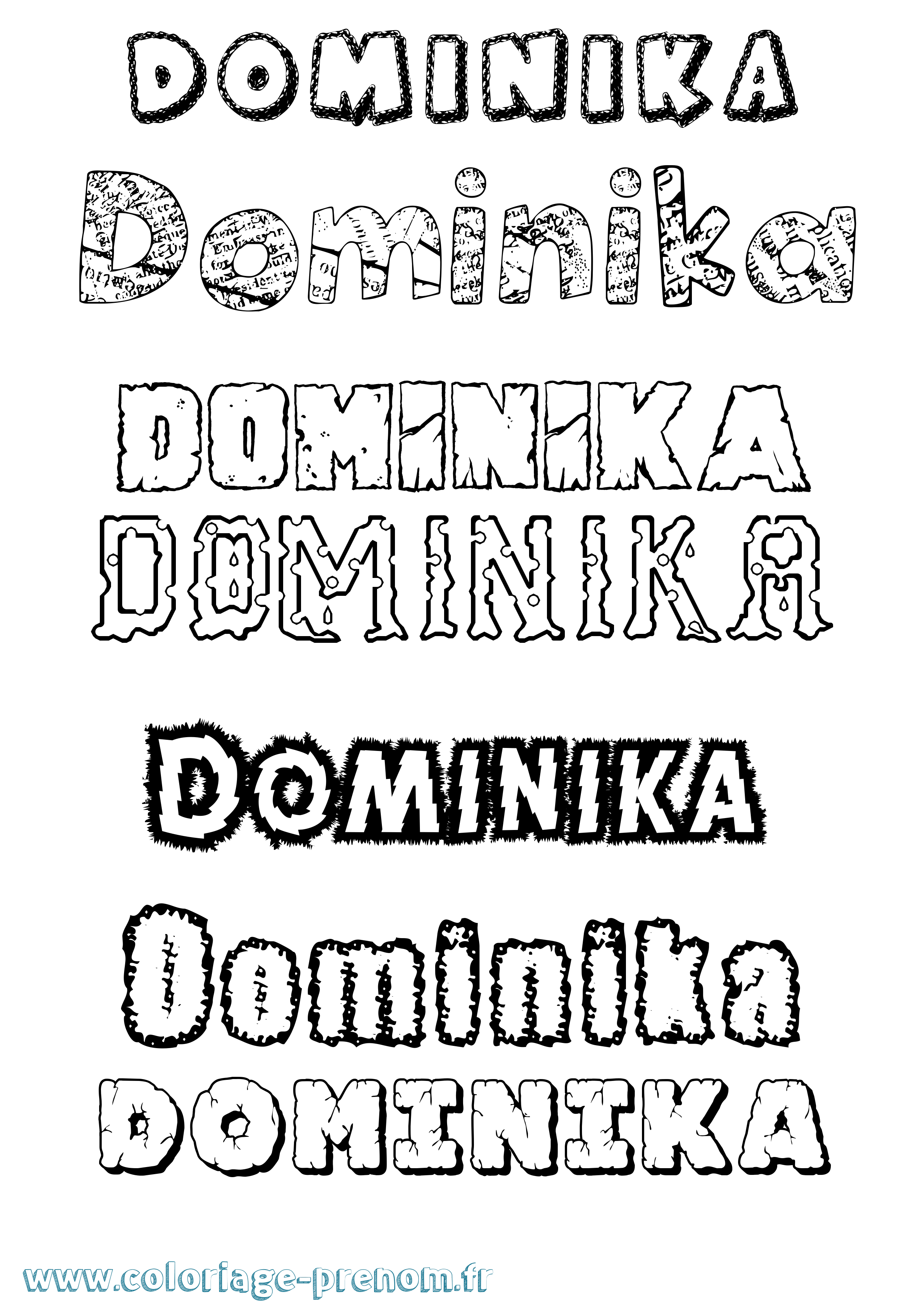 Coloriage prénom Dominika Destructuré
