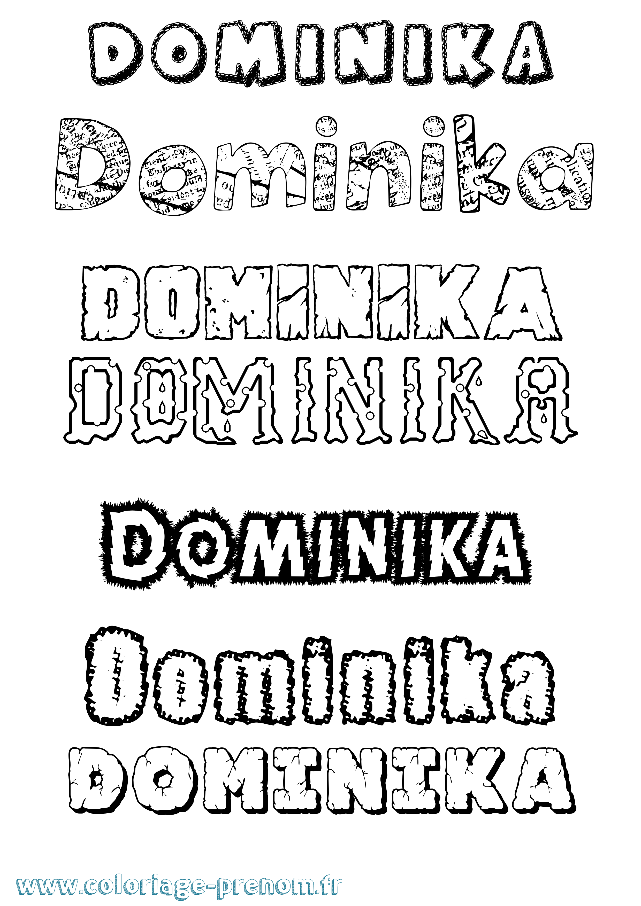 Coloriage Dominika Destructuré Coloriage prénom Dominika Destructuré