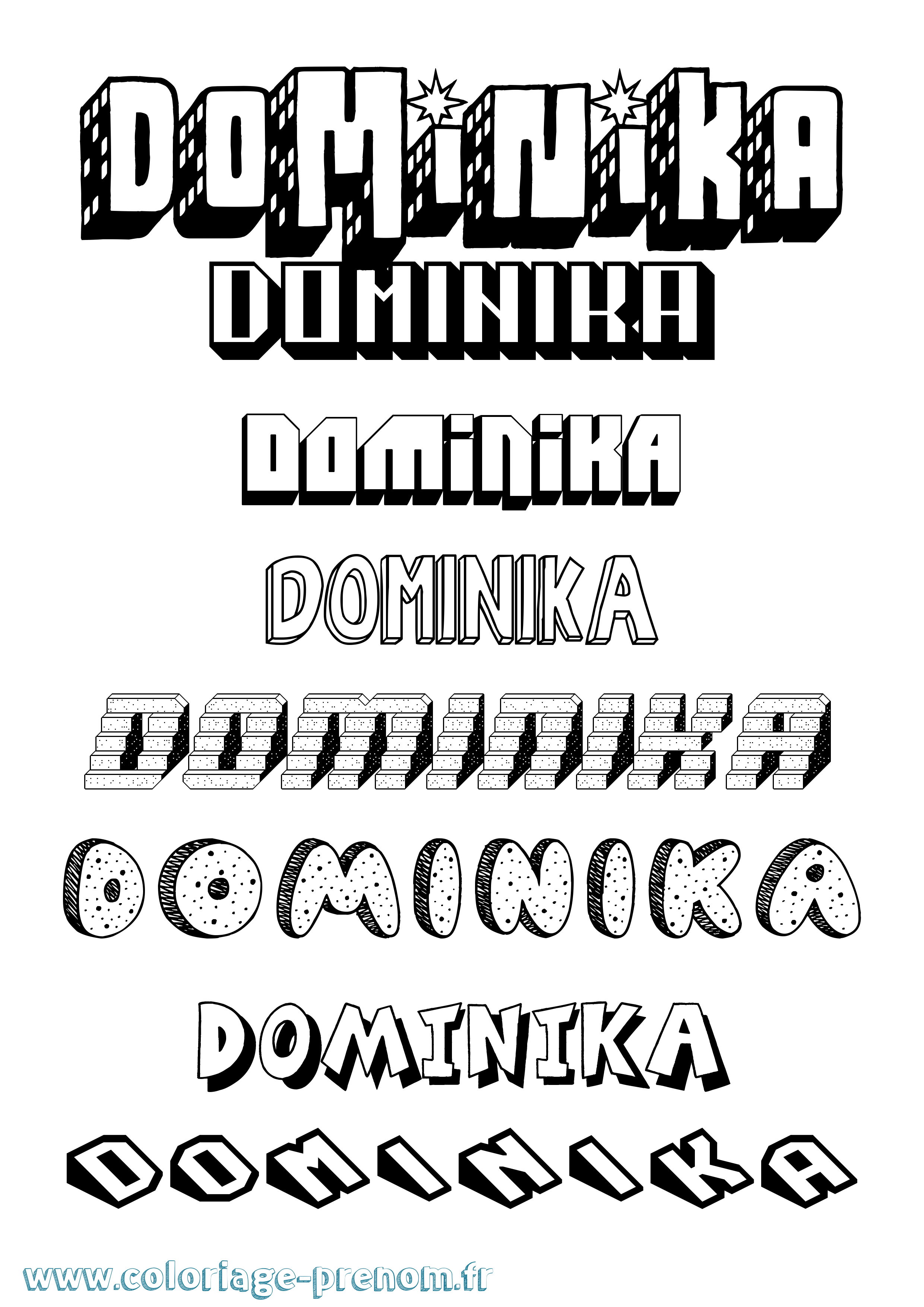 Coloriage Dominika Effet 3D Coloriage prénom Dominika Effet 3D
