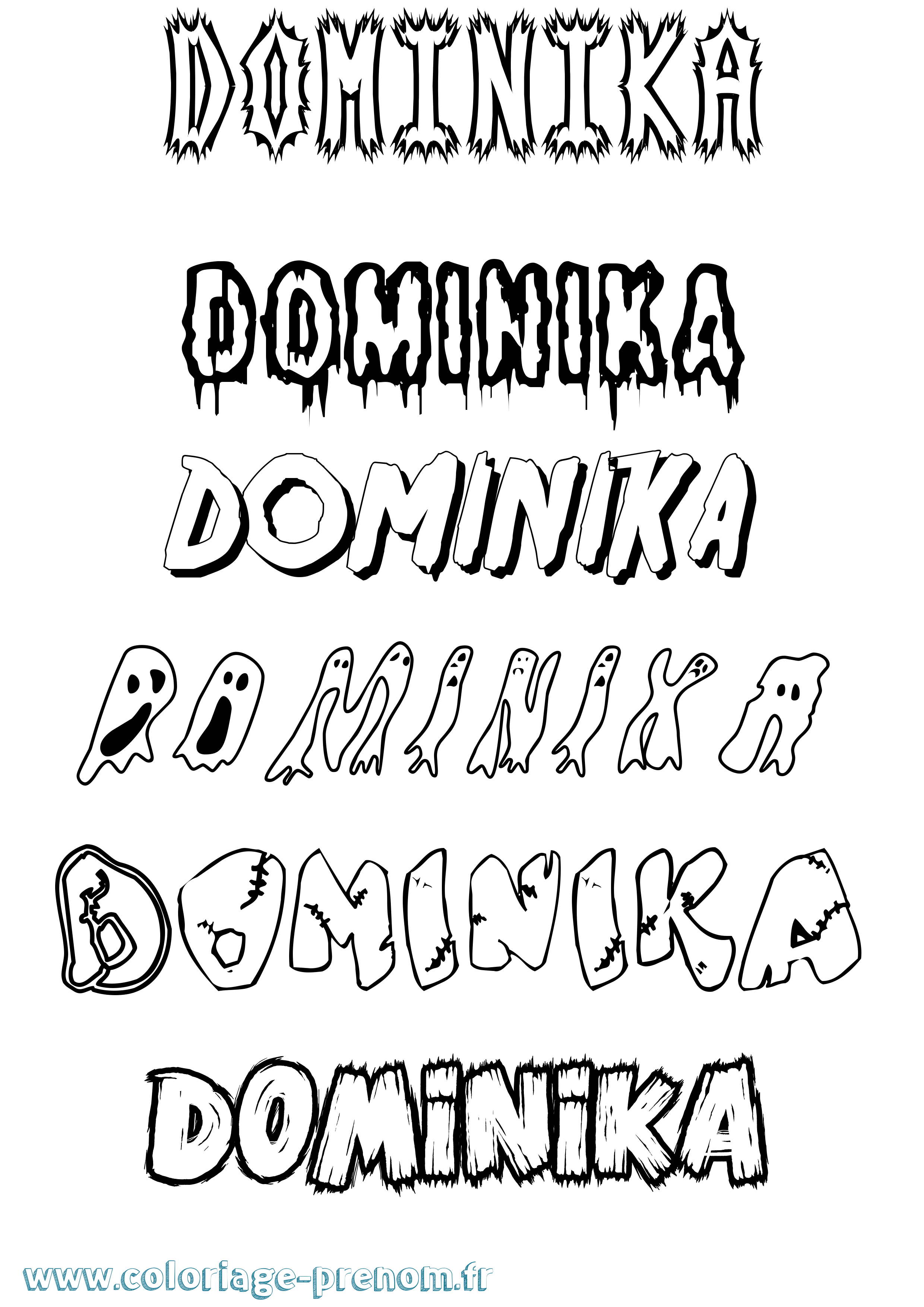 Coloriage Dominika Frisson Coloriage prénom Dominika Frisson