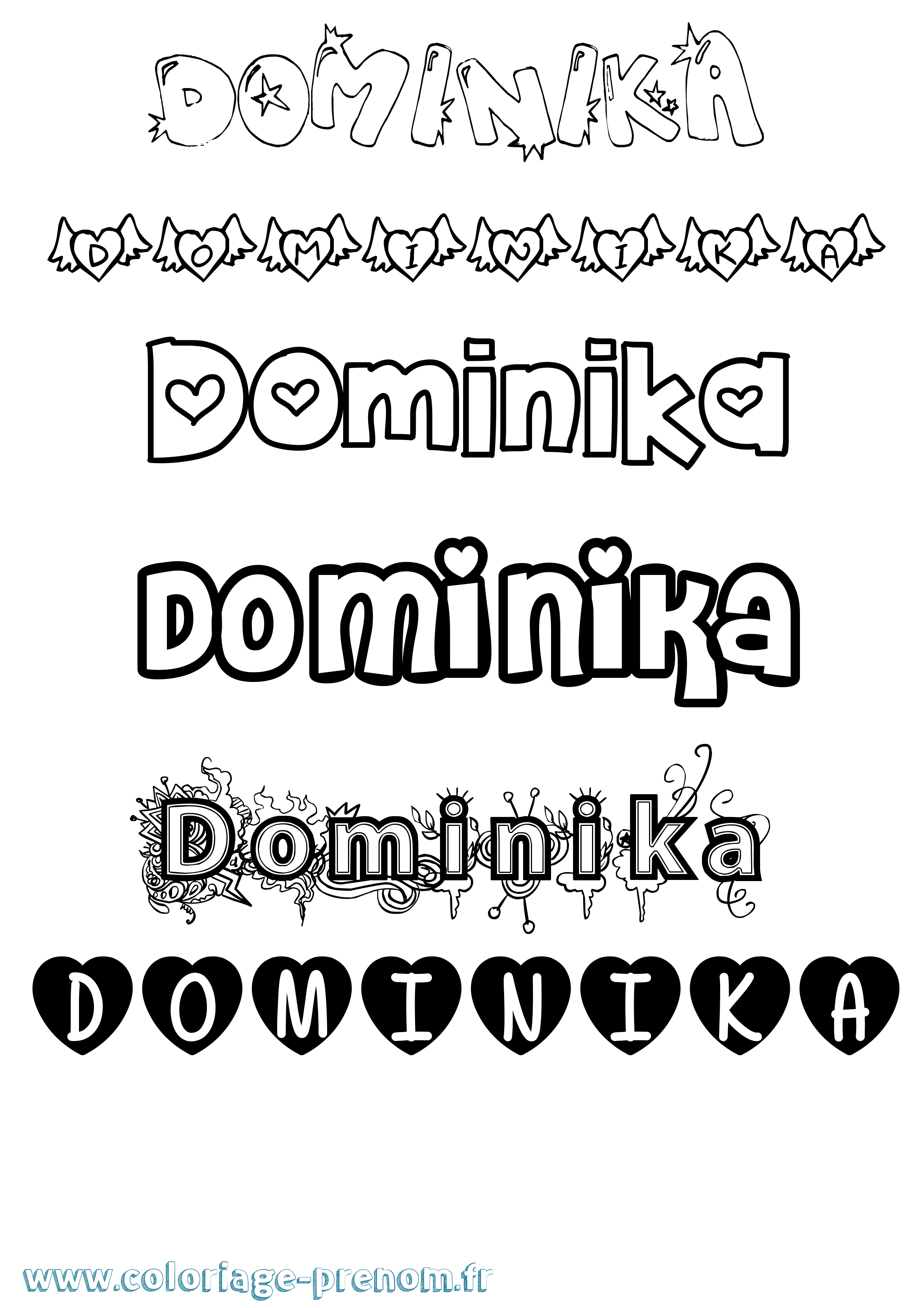 Coloriage Dominika Girly Coloriage prénom Dominika Girly