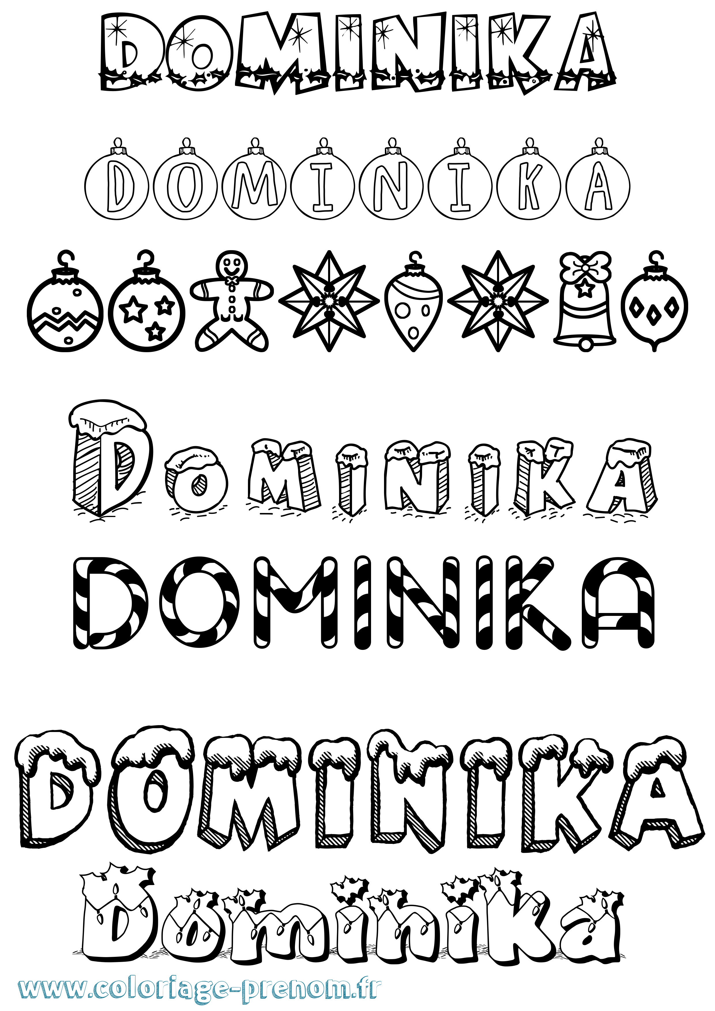 Coloriage prénom Dominika Noël