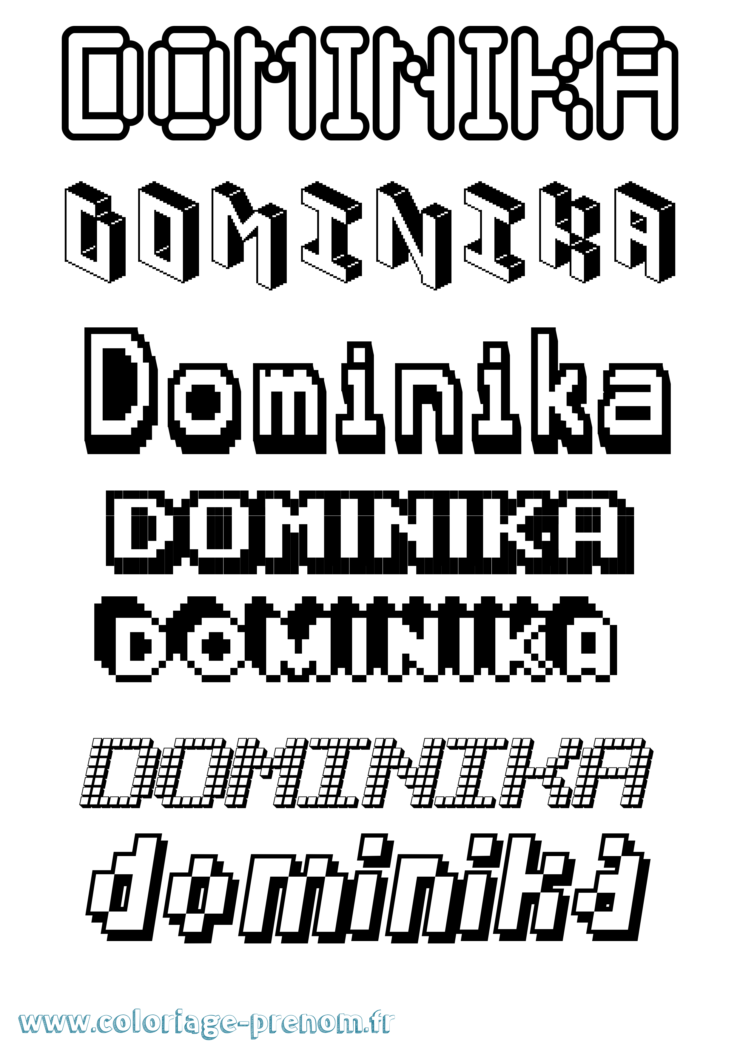 Coloriage prénom Dominika Pixel