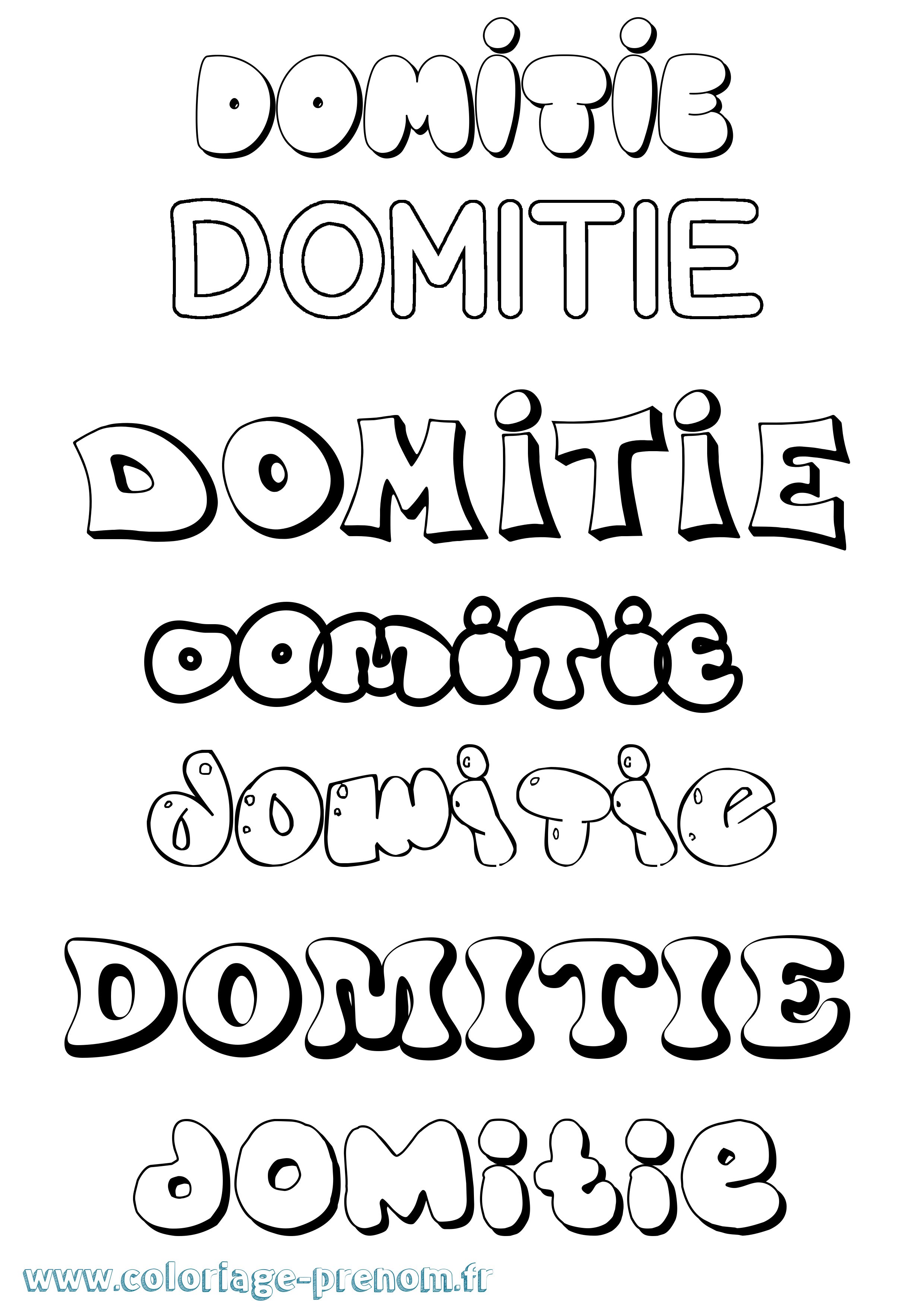 Coloriage prénom Domitie Bubble