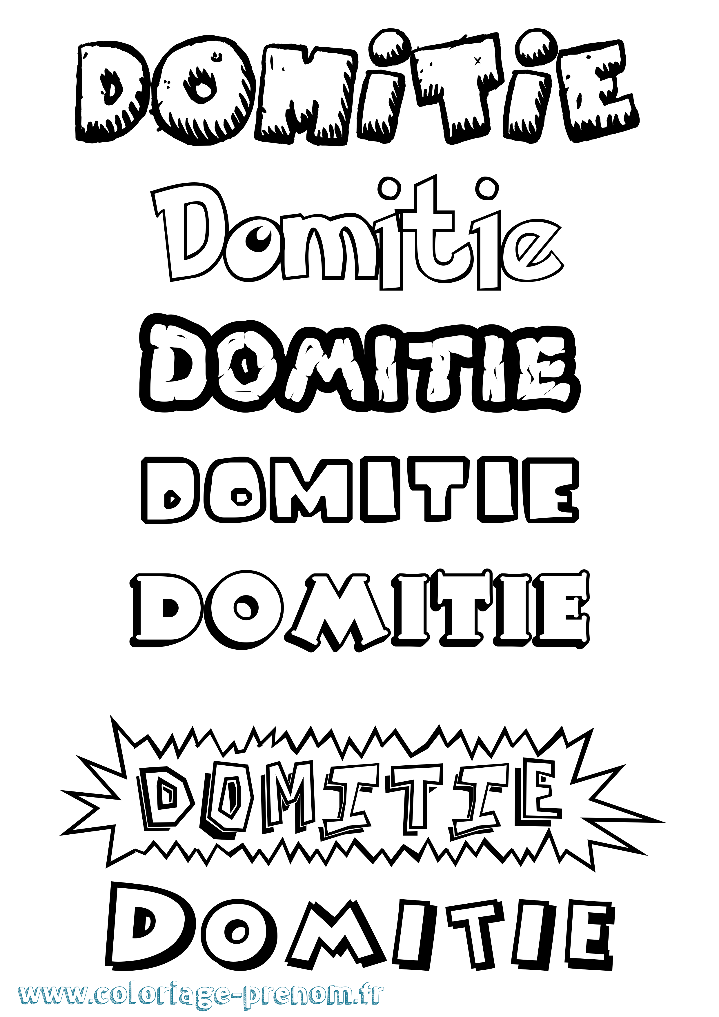 Coloriage prénom Domitie Dessin Animé