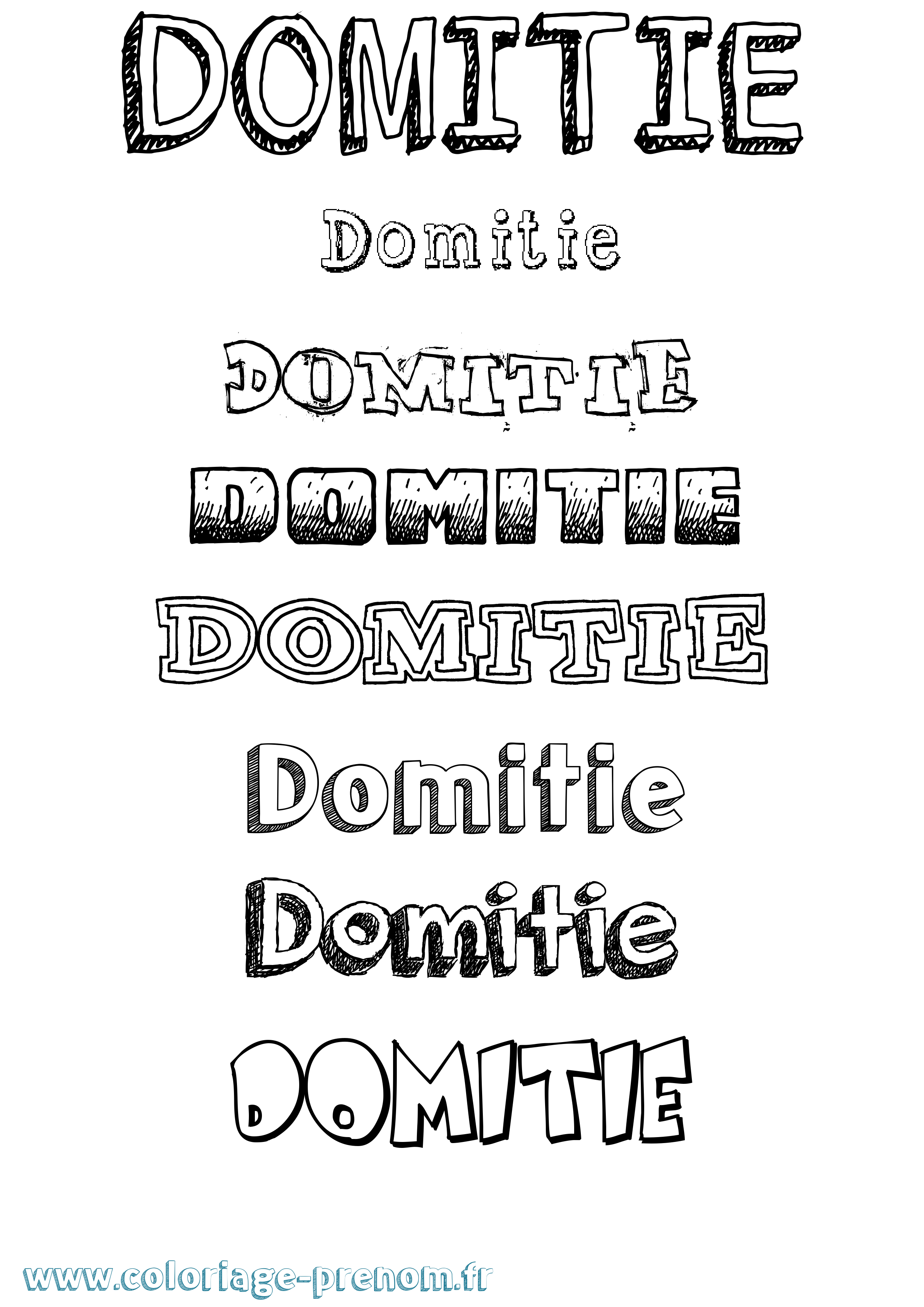 Coloriage prénom Domitie Dessiné