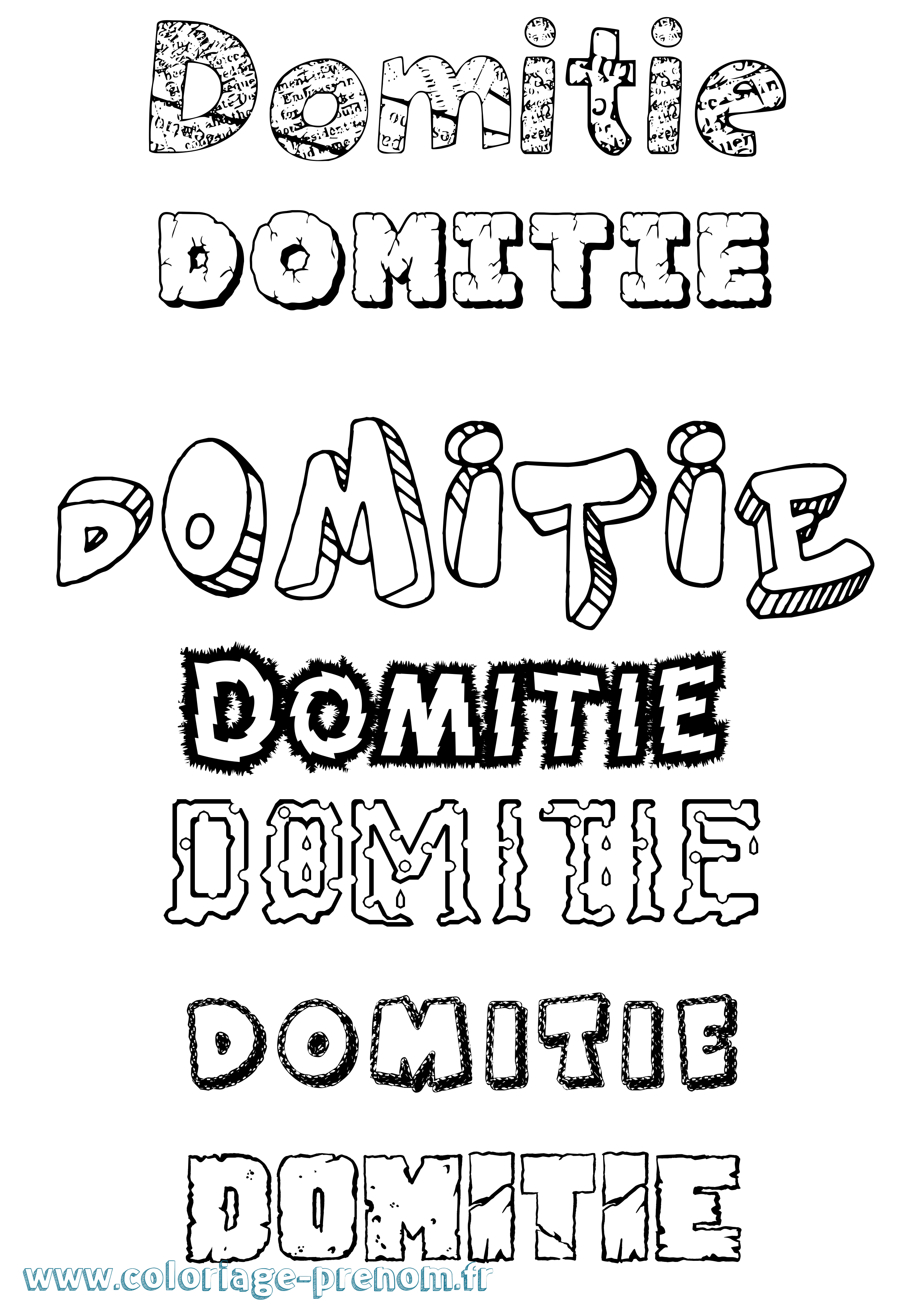 Coloriage prénom Domitie Destructuré