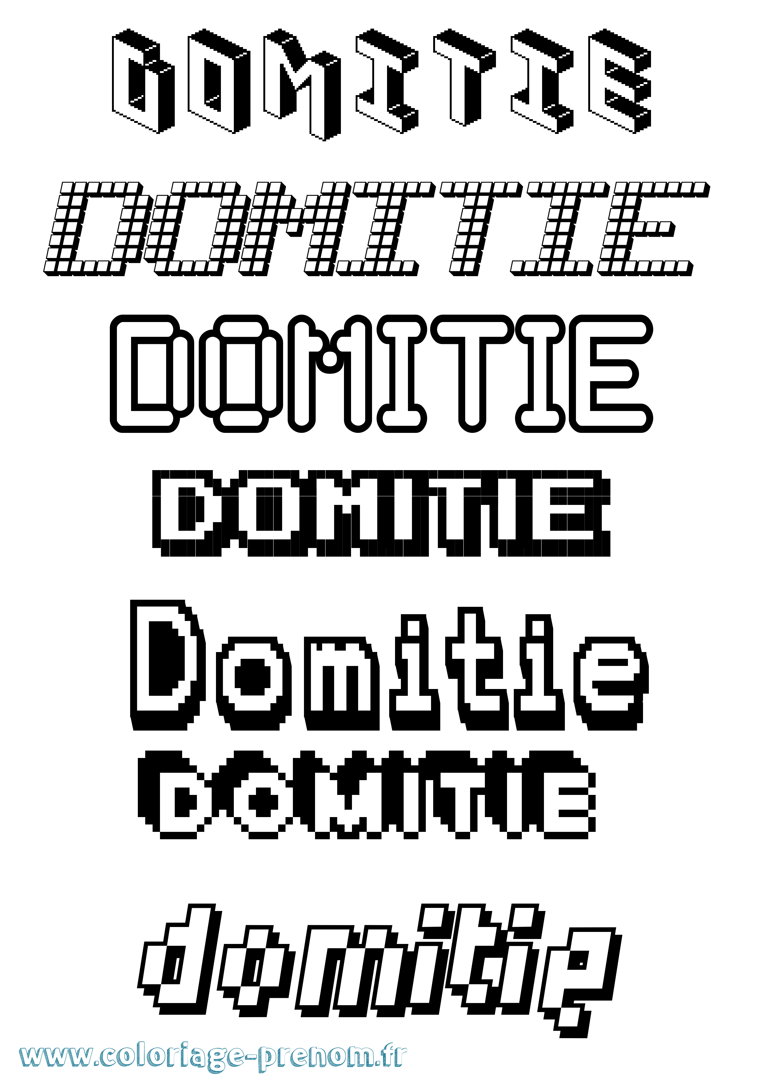 Coloriage prénom Domitie Pixel