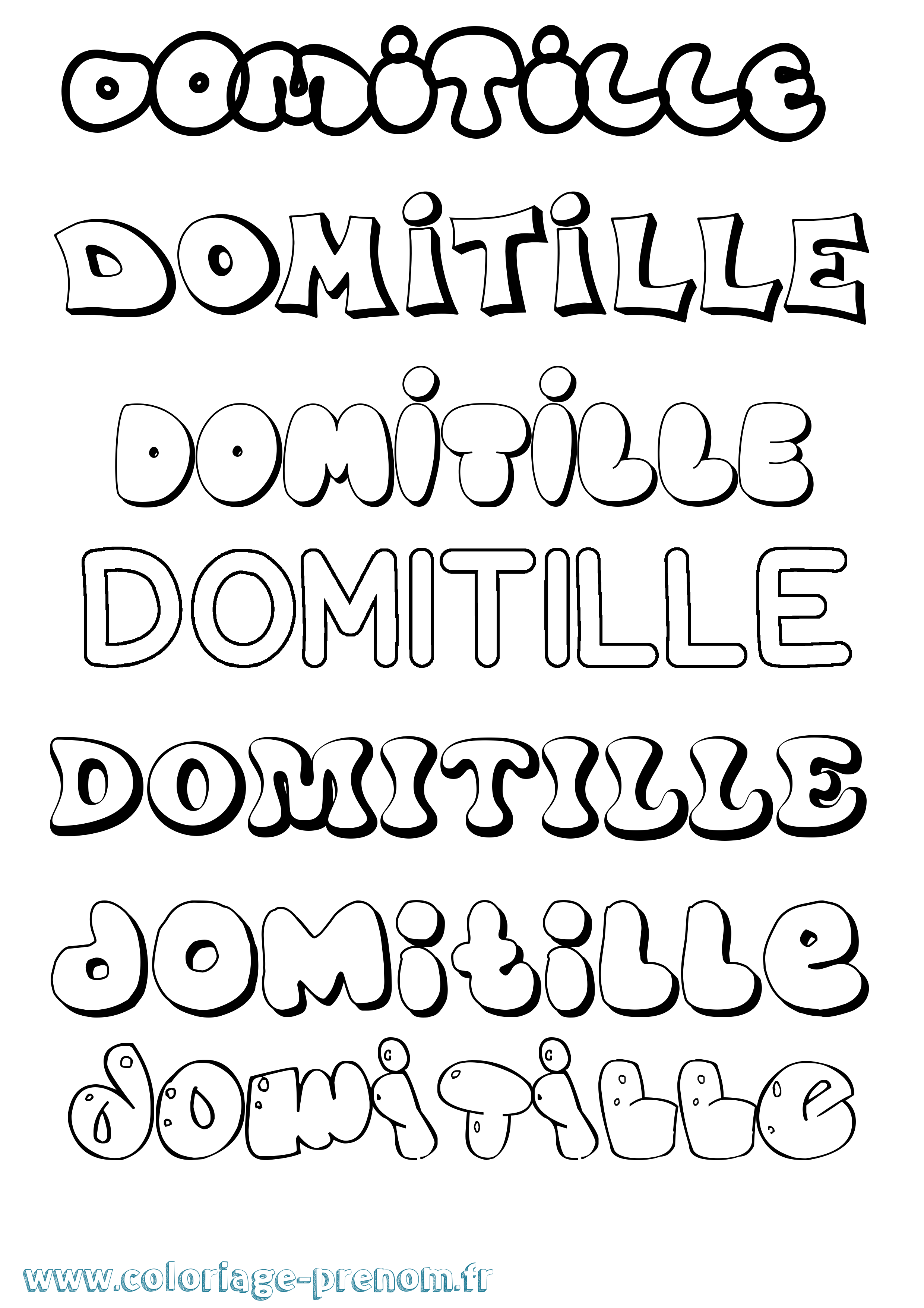 Coloriage prénom Domitille Bubble