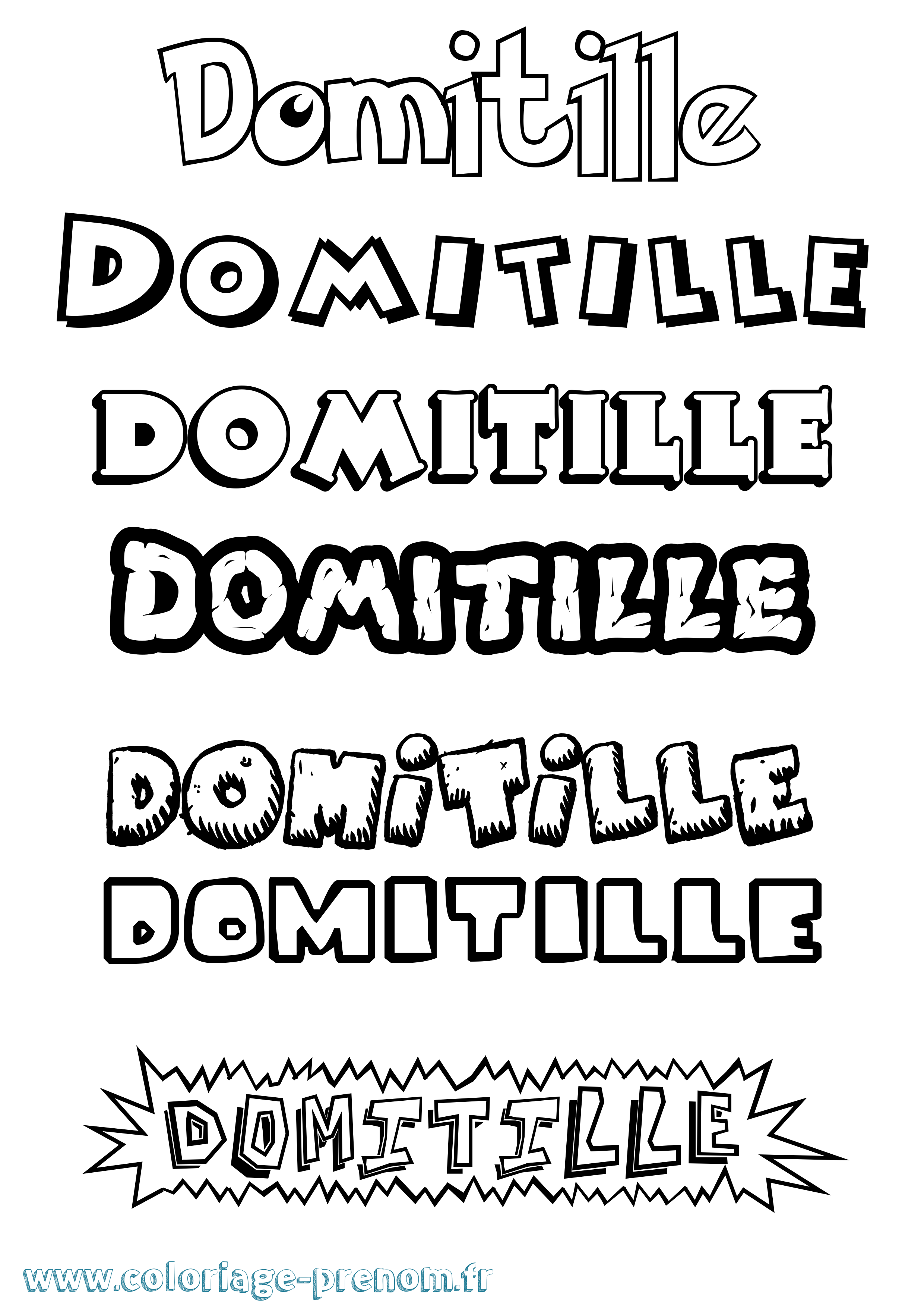 Coloriage Domitille Dessin Animé Coloriage prénom Domitille Dessin Animé