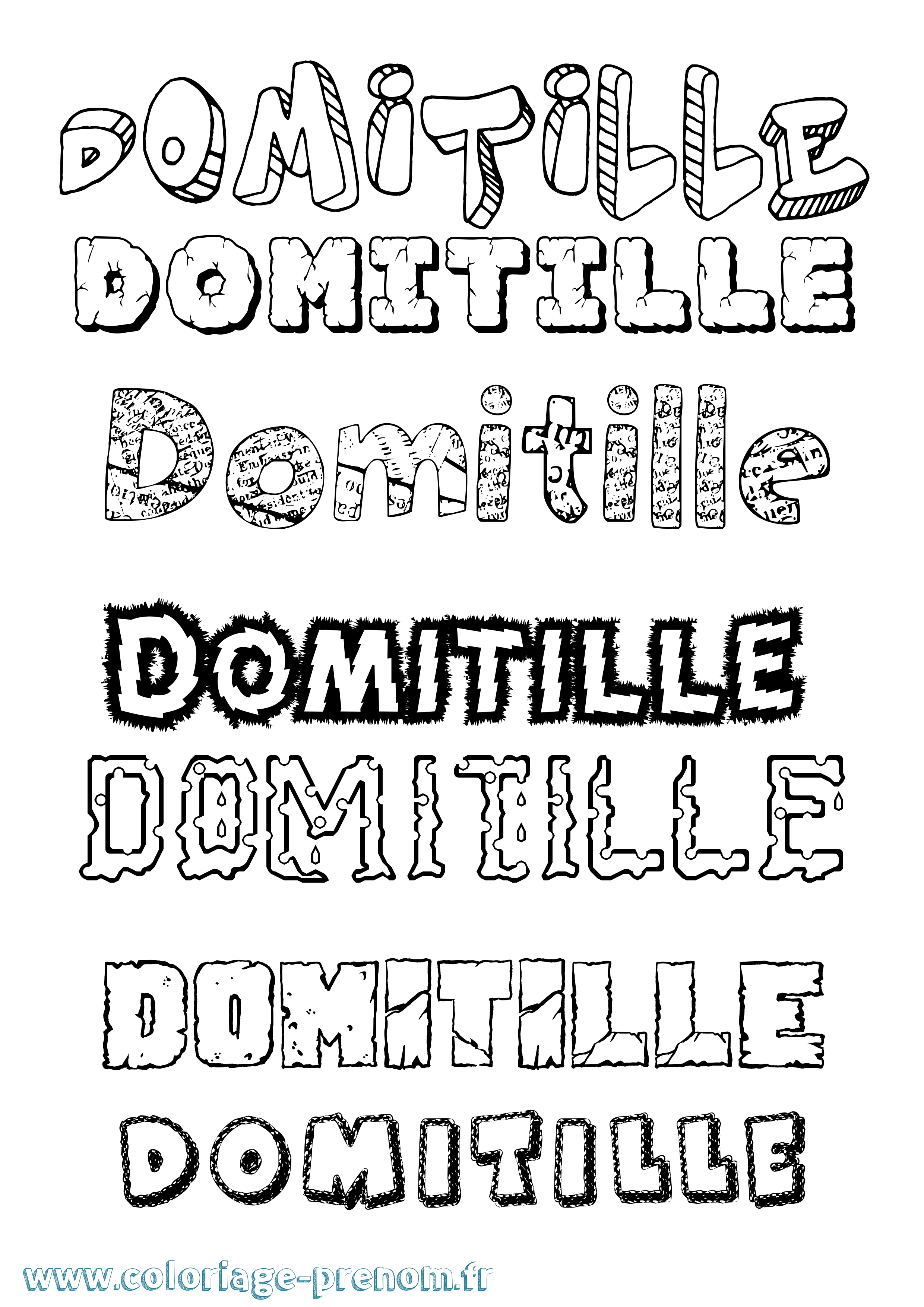 Coloriage Domitille Destructuré Coloriage prénom Domitille Destructuré