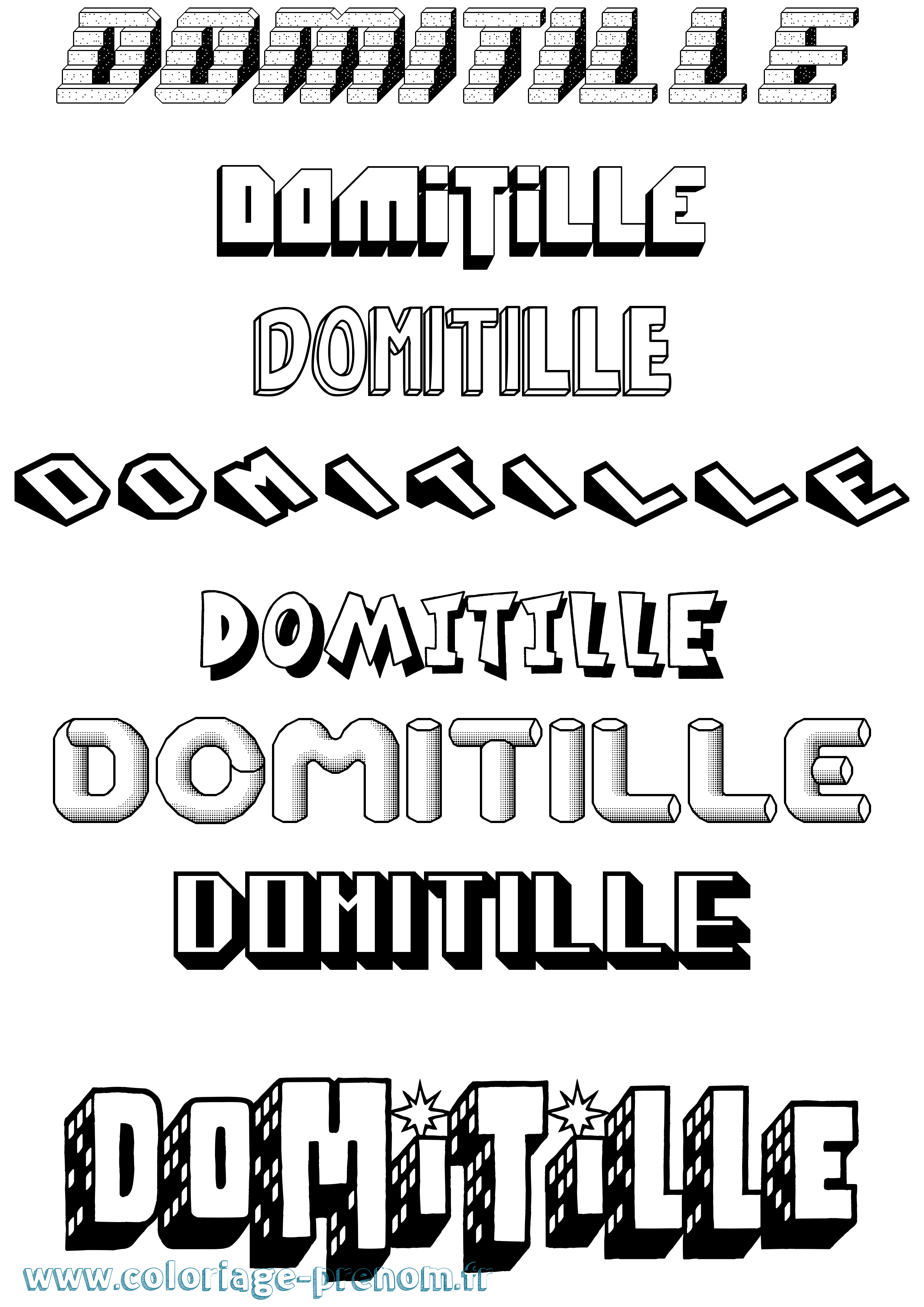 Coloriage Domitille Effet 3D Coloriage prénom Domitille Effet 3D