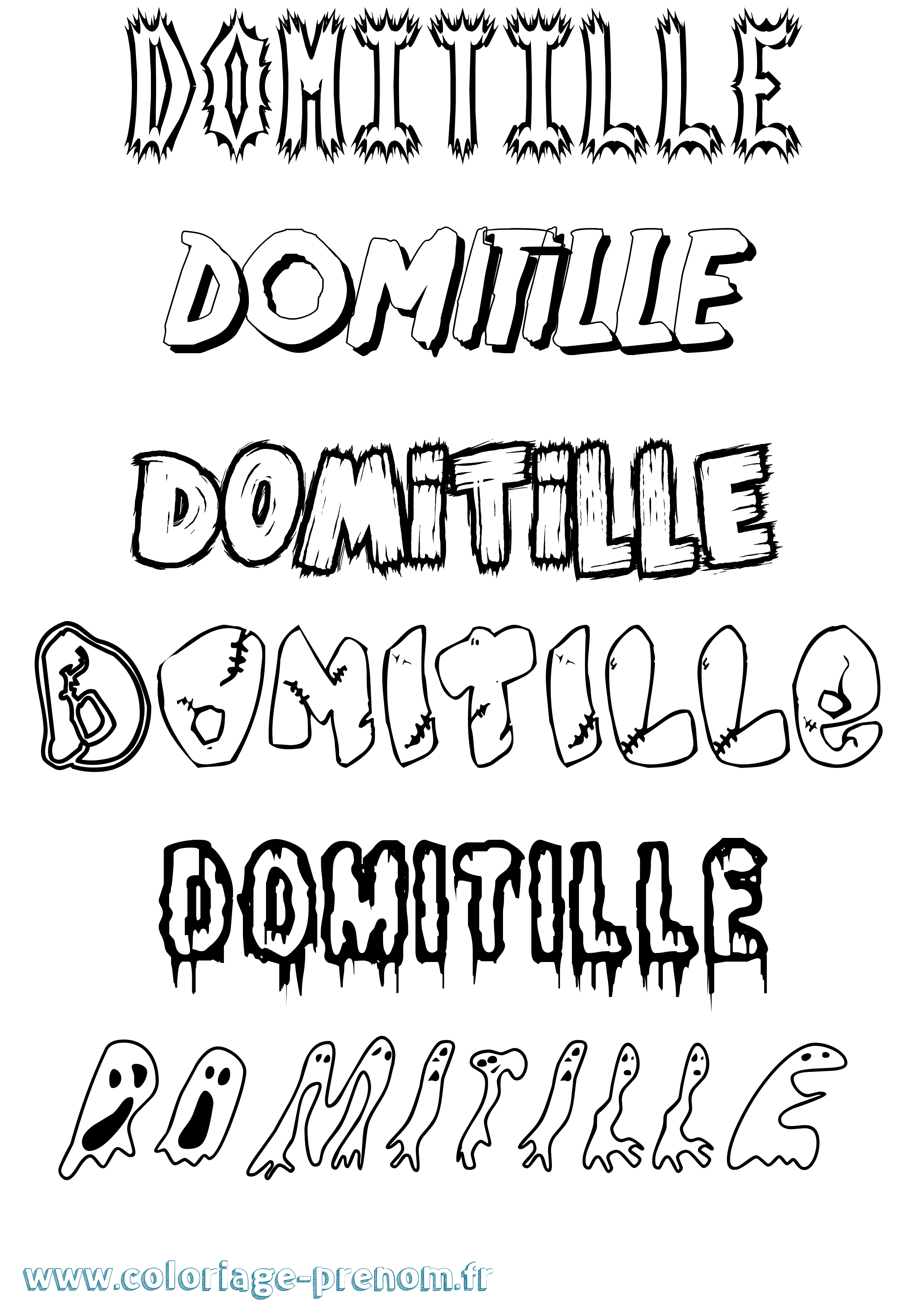 Coloriage Domitille Frisson Coloriage prénom Domitille Frisson