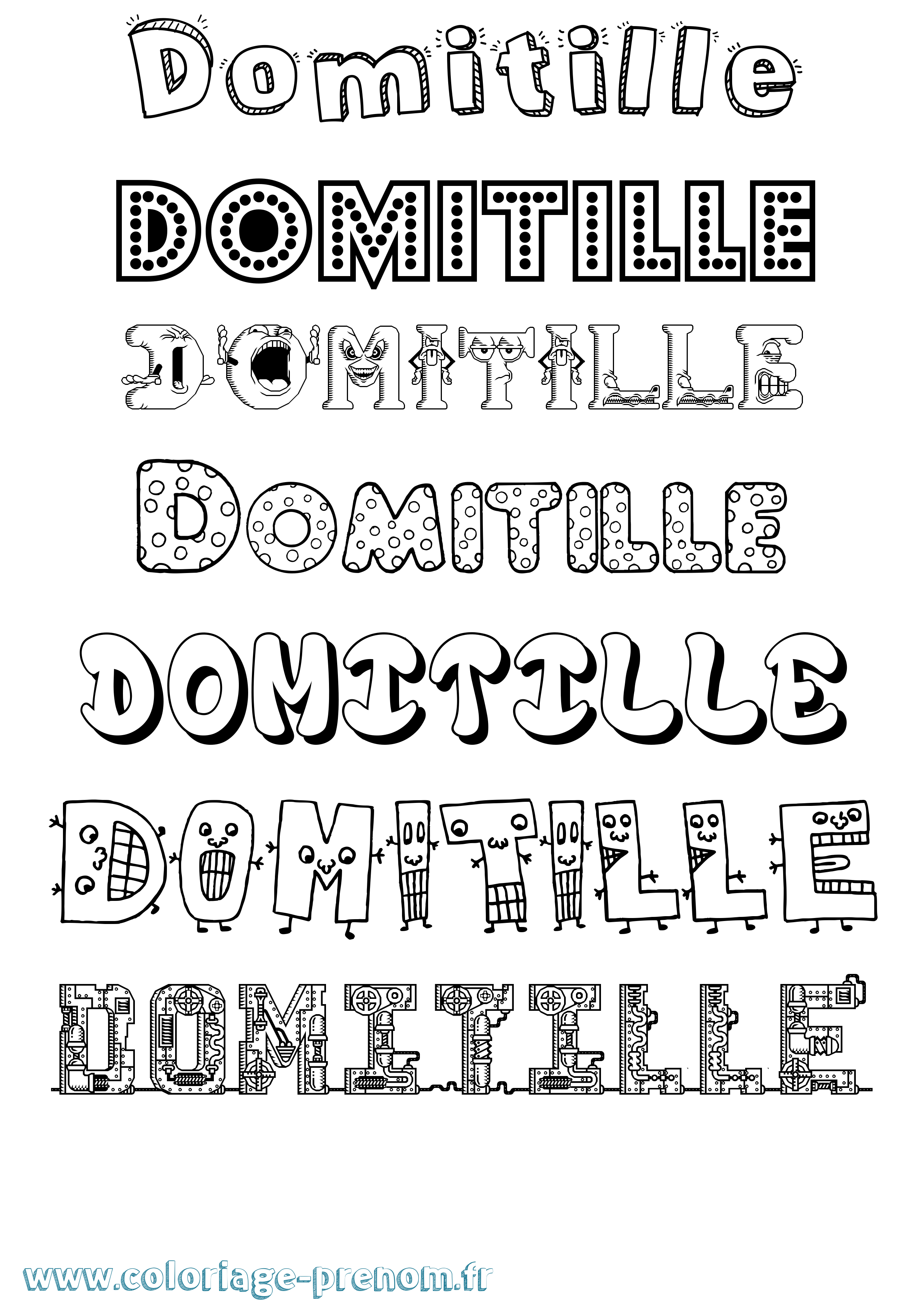 Coloriage Domitille Fun Coloriage prénom Domitille Fun