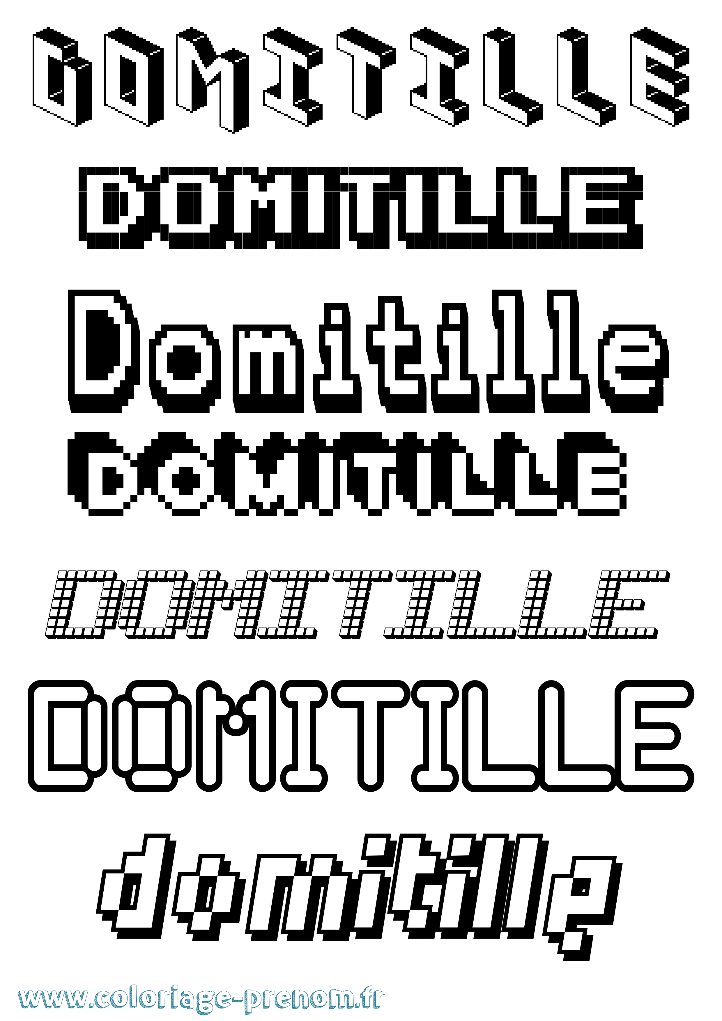 Coloriage prénom Domitille Pixel