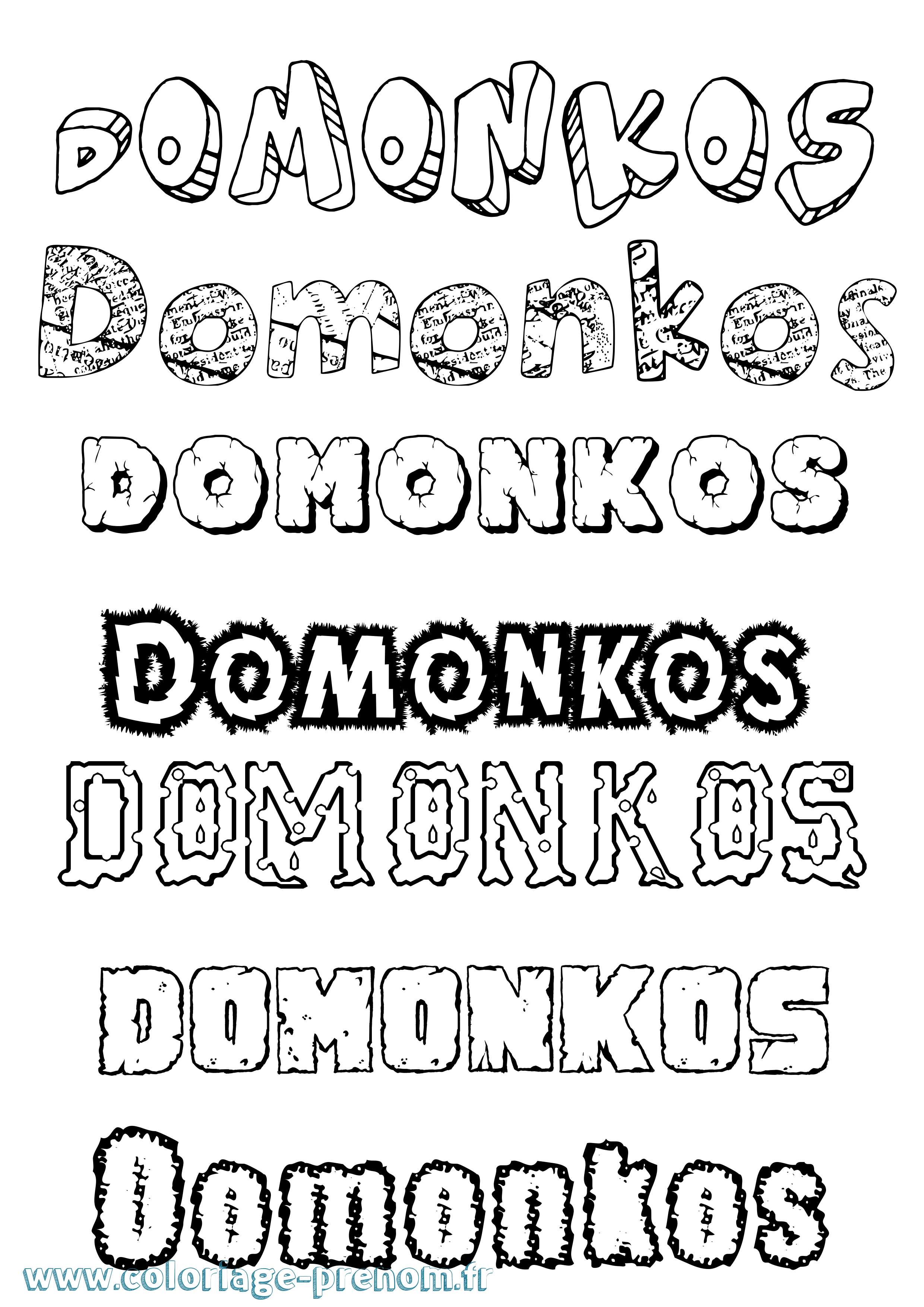 Coloriage prénom Domonkos Destructuré