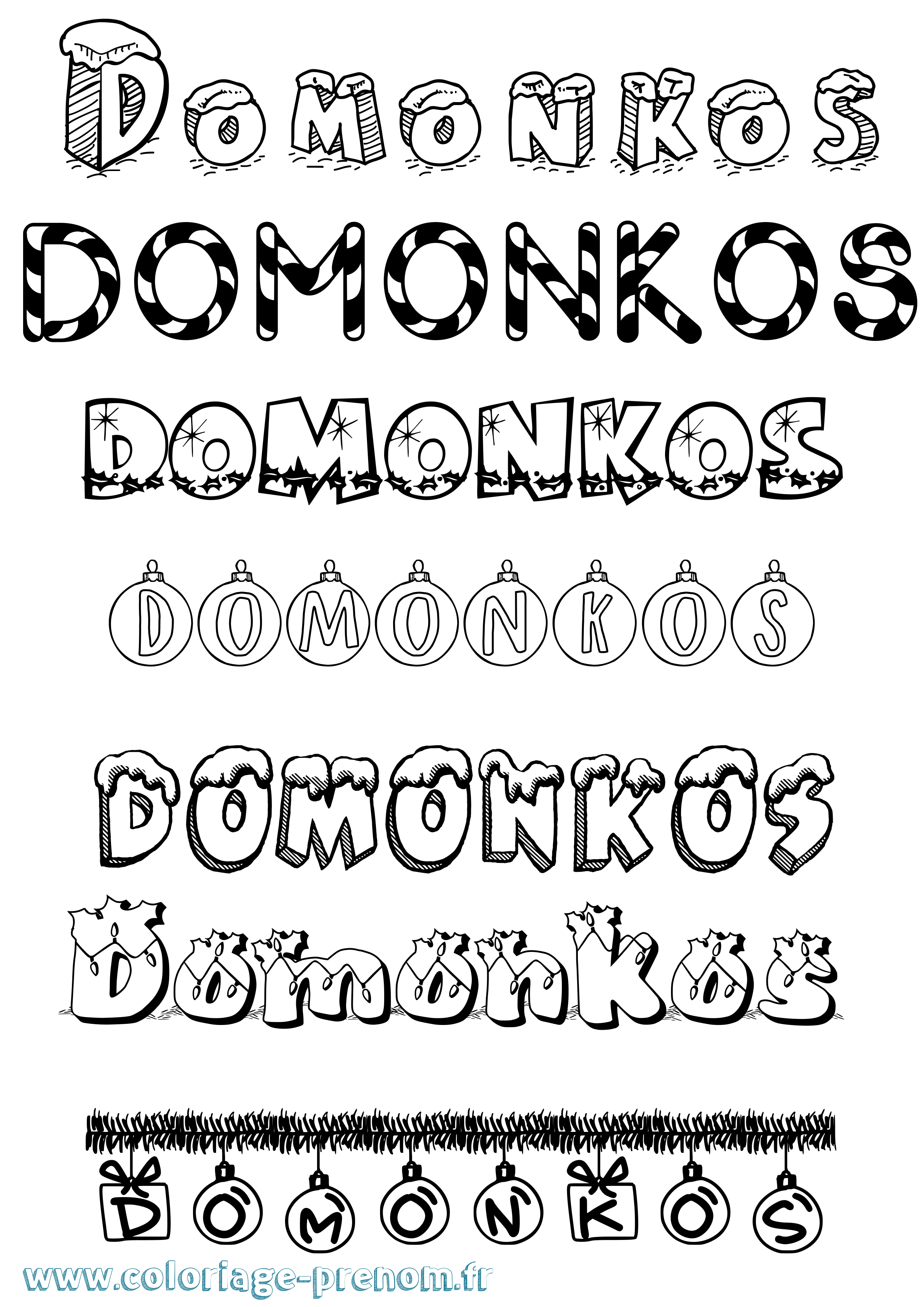 Coloriage prénom Domonkos Noël