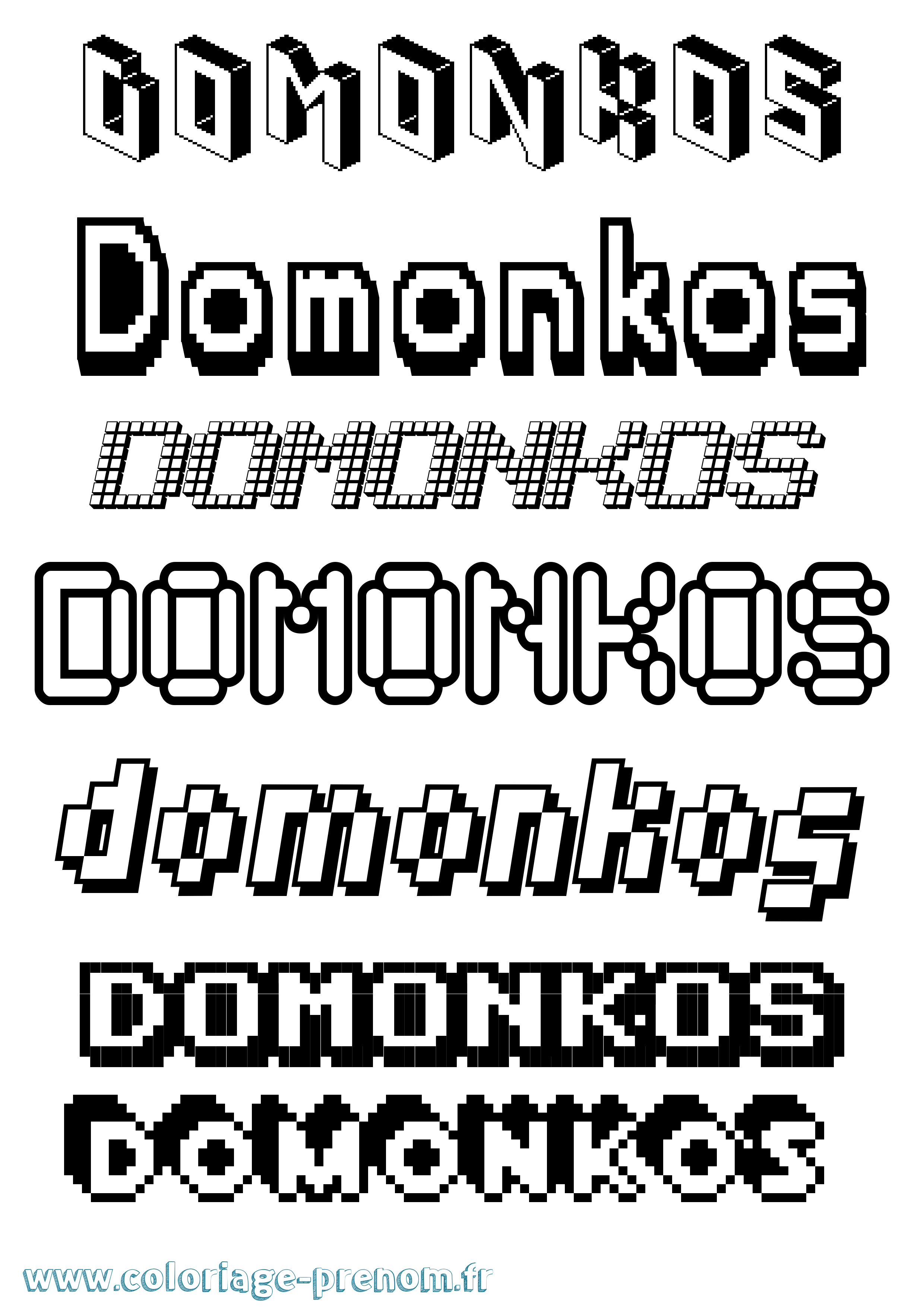 Coloriage prénom Domonkos Pixel