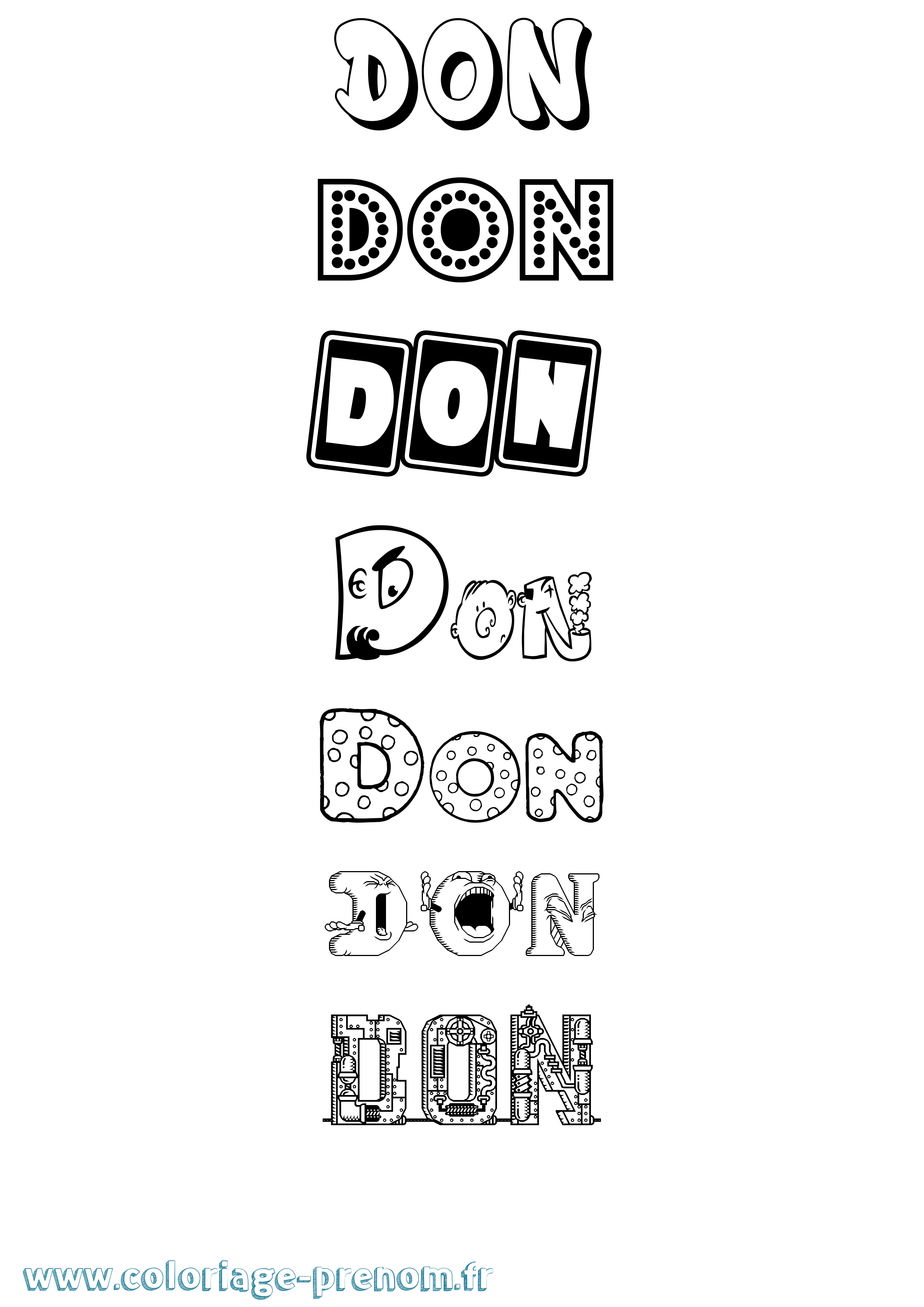 Coloriage prénom Don Fun