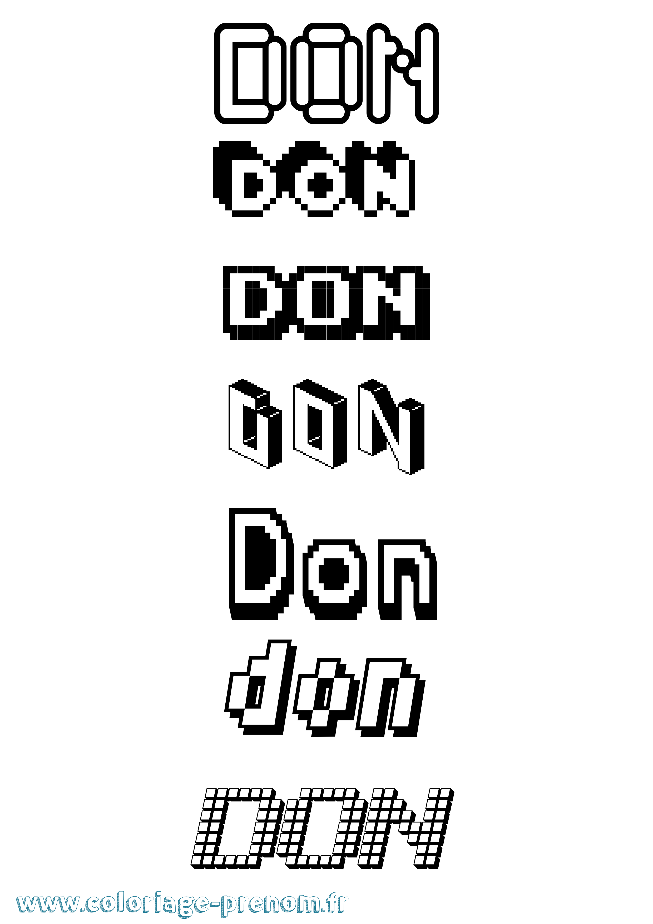 Coloriage prénom Don Pixel