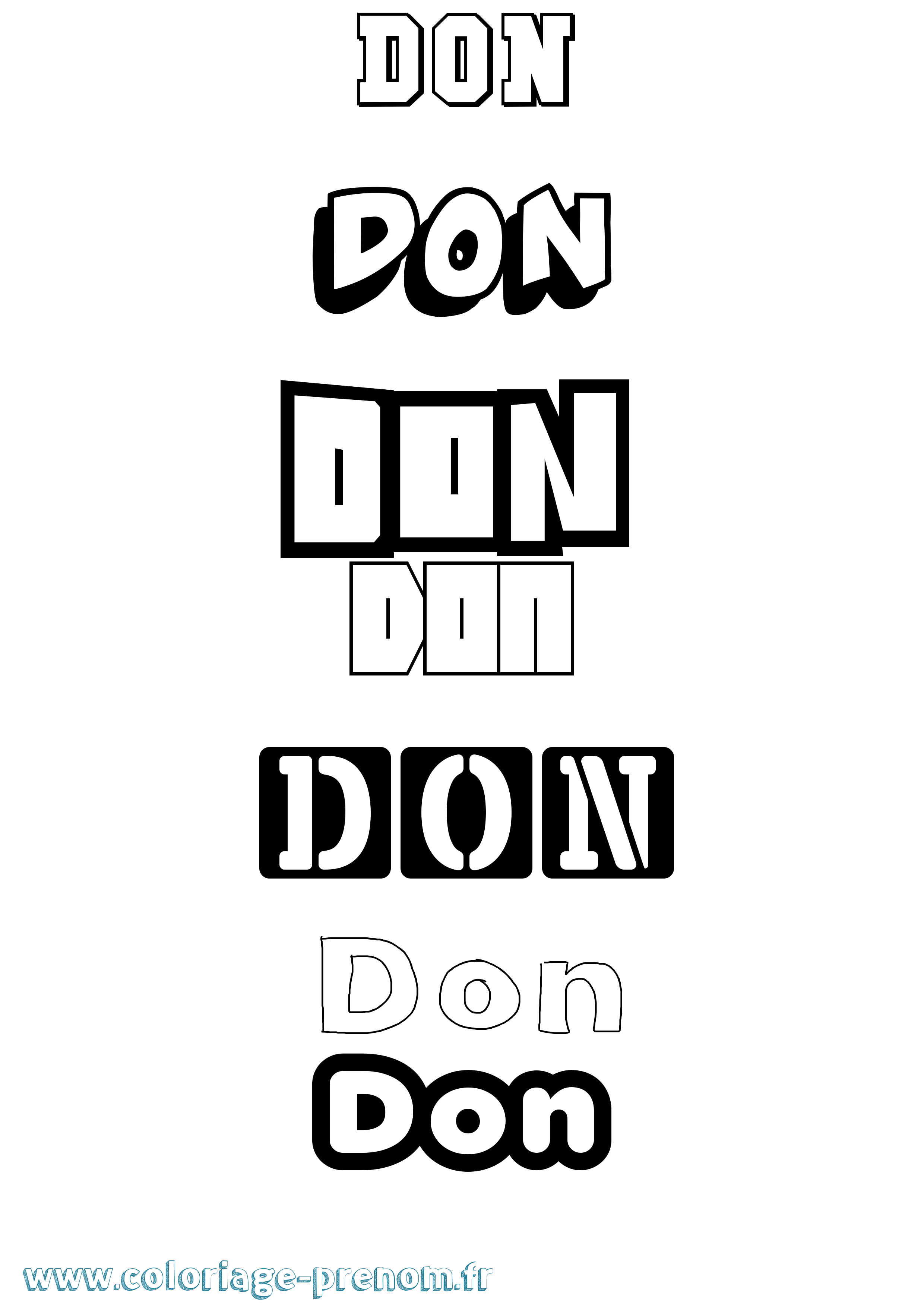 Coloriage prénom Don Simple