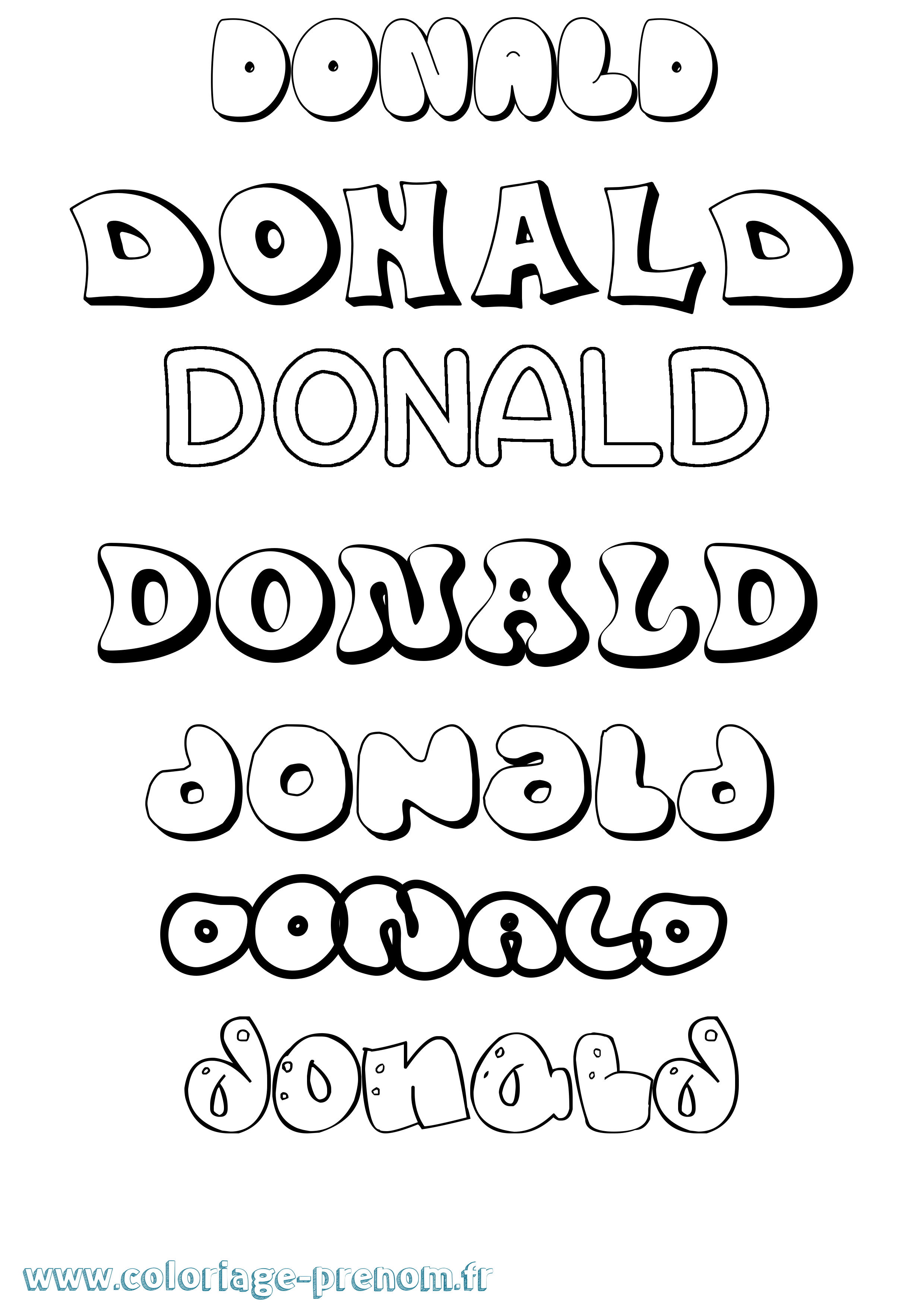 Coloriage prénom Donald Bubble
