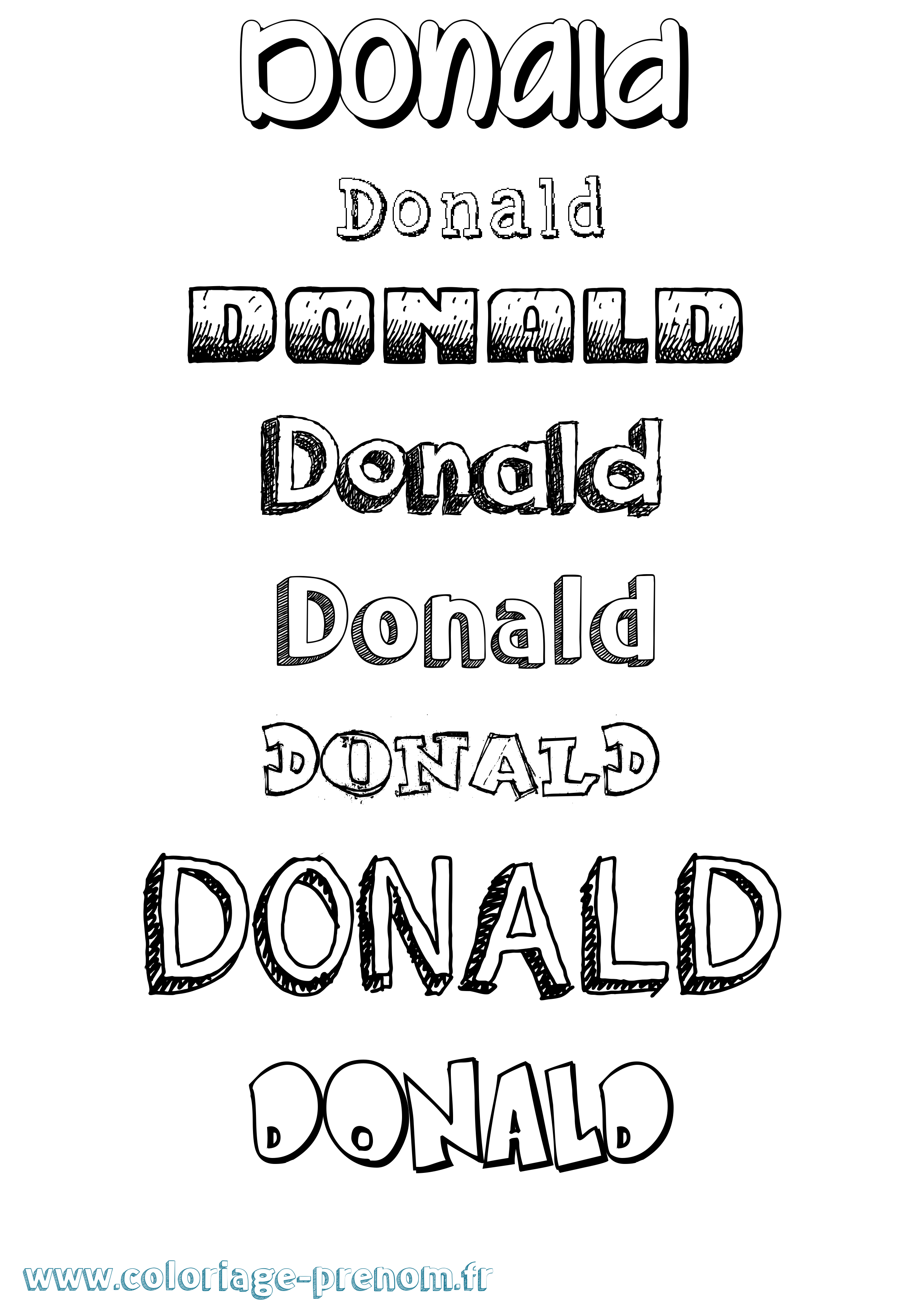 Coloriage prénom Donald Dessiné