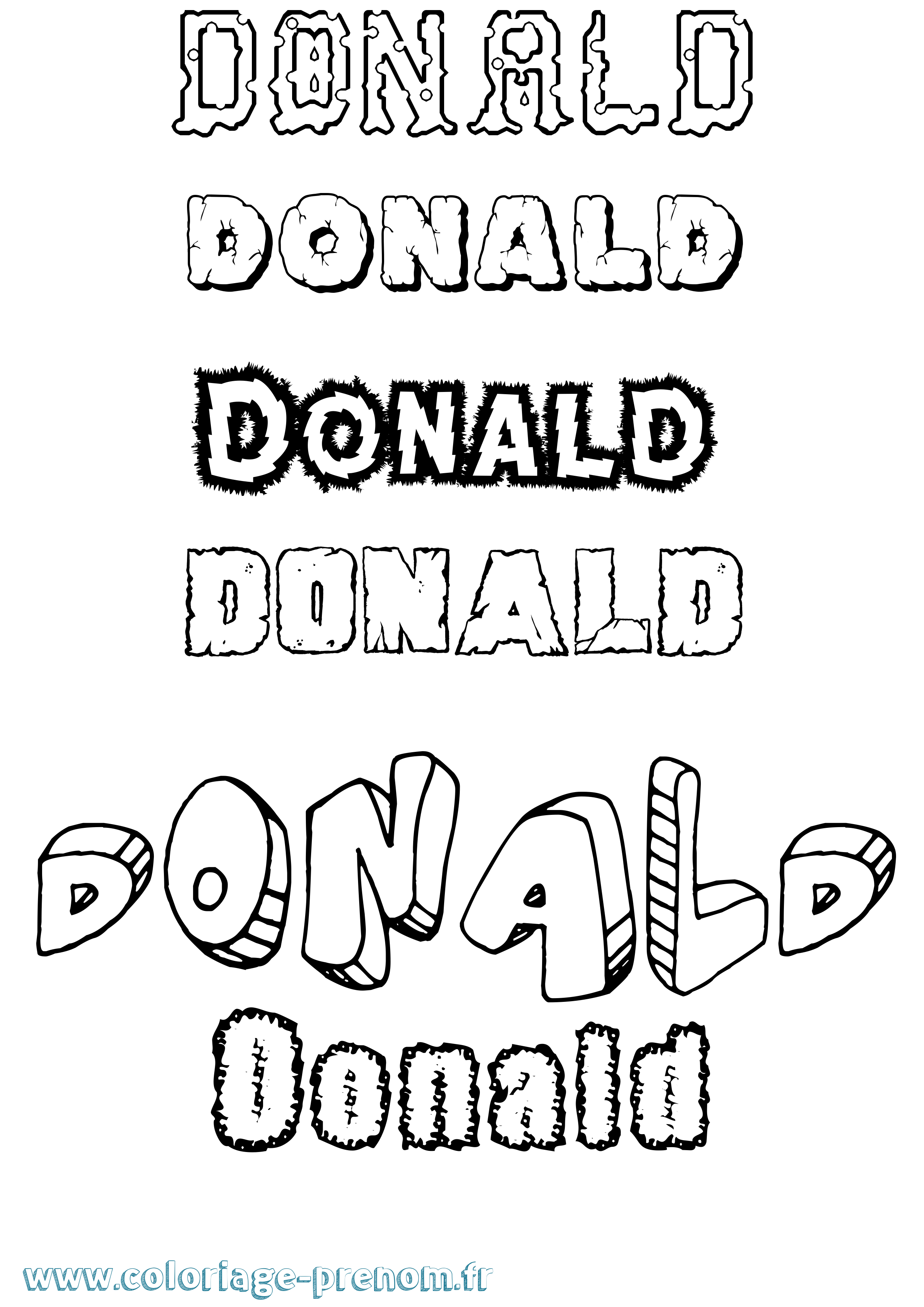 Coloriage prénom Donald Destructuré