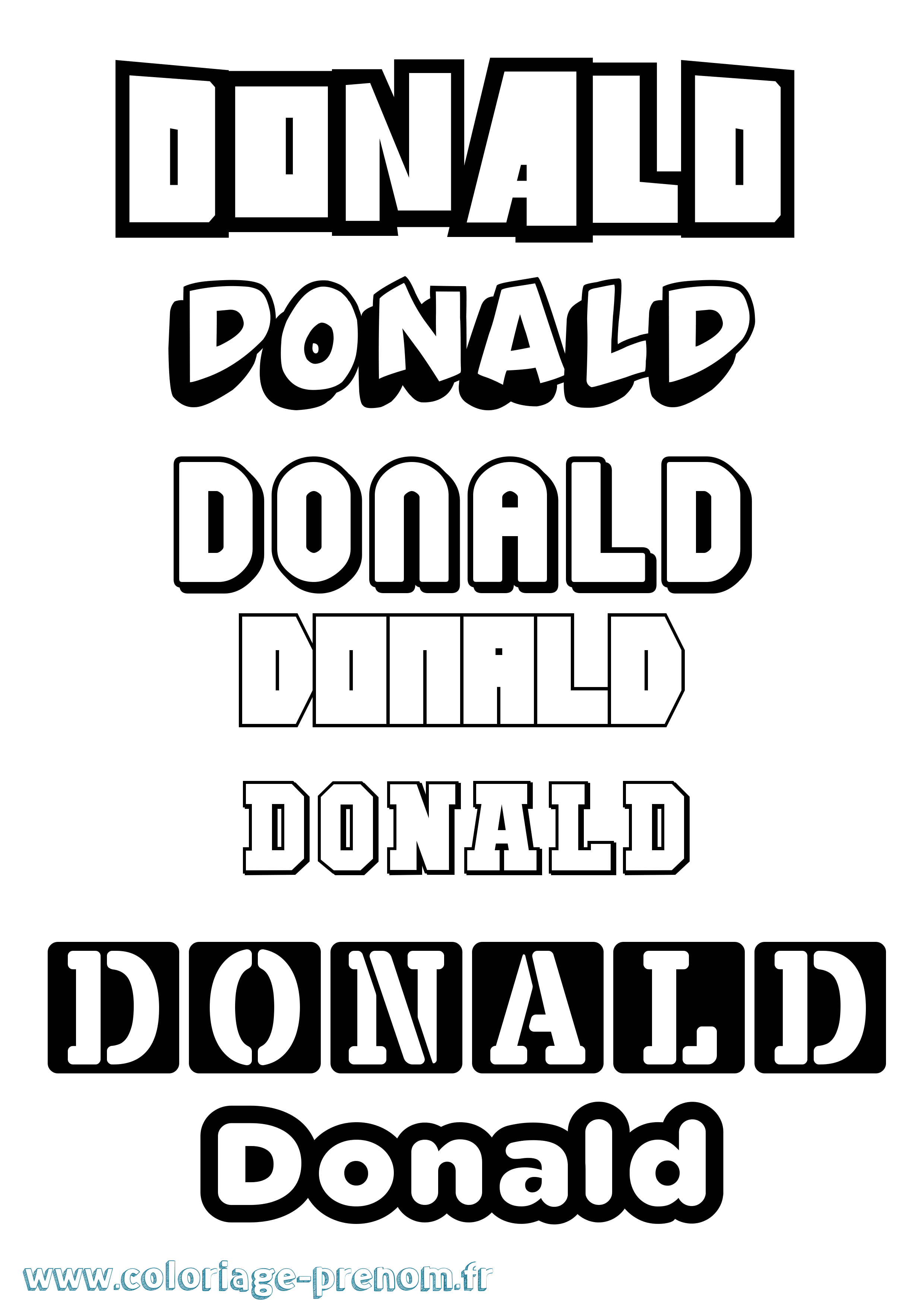 Coloriage prénom Donald Simple
