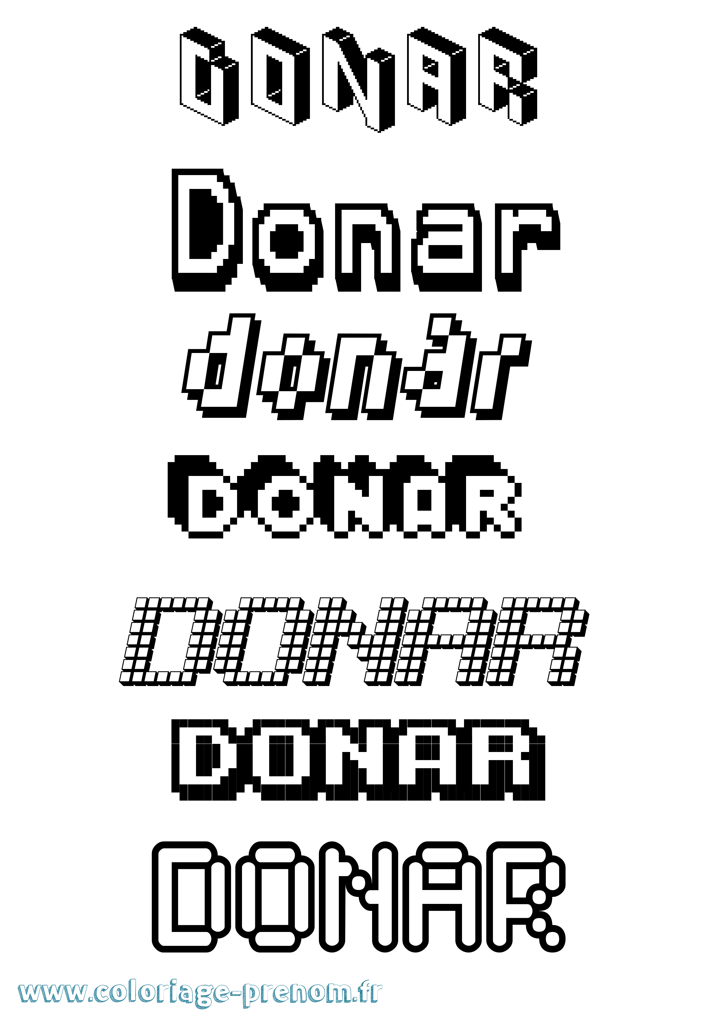 Coloriage prénom Donar Pixel
