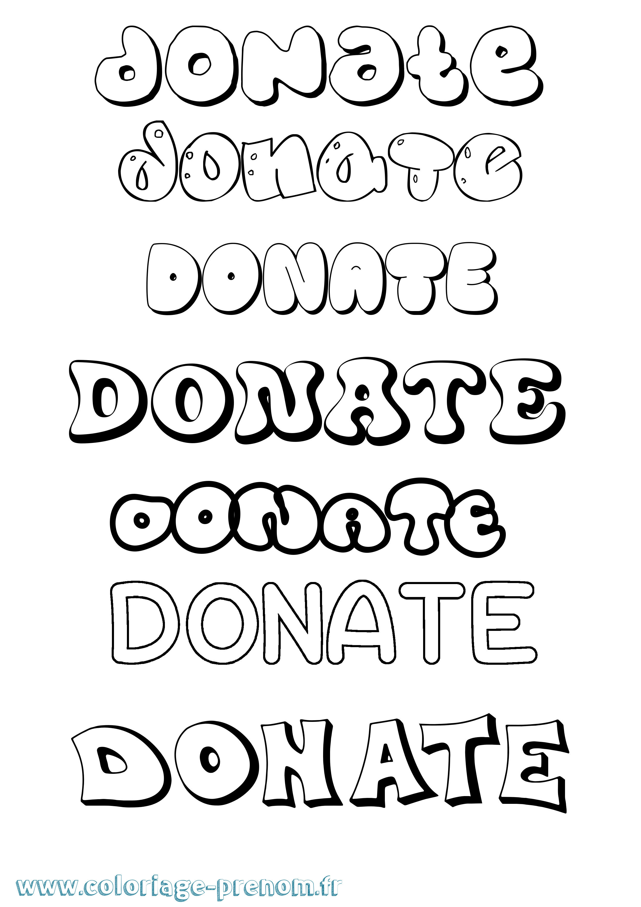 Coloriage prénom Donate Bubble