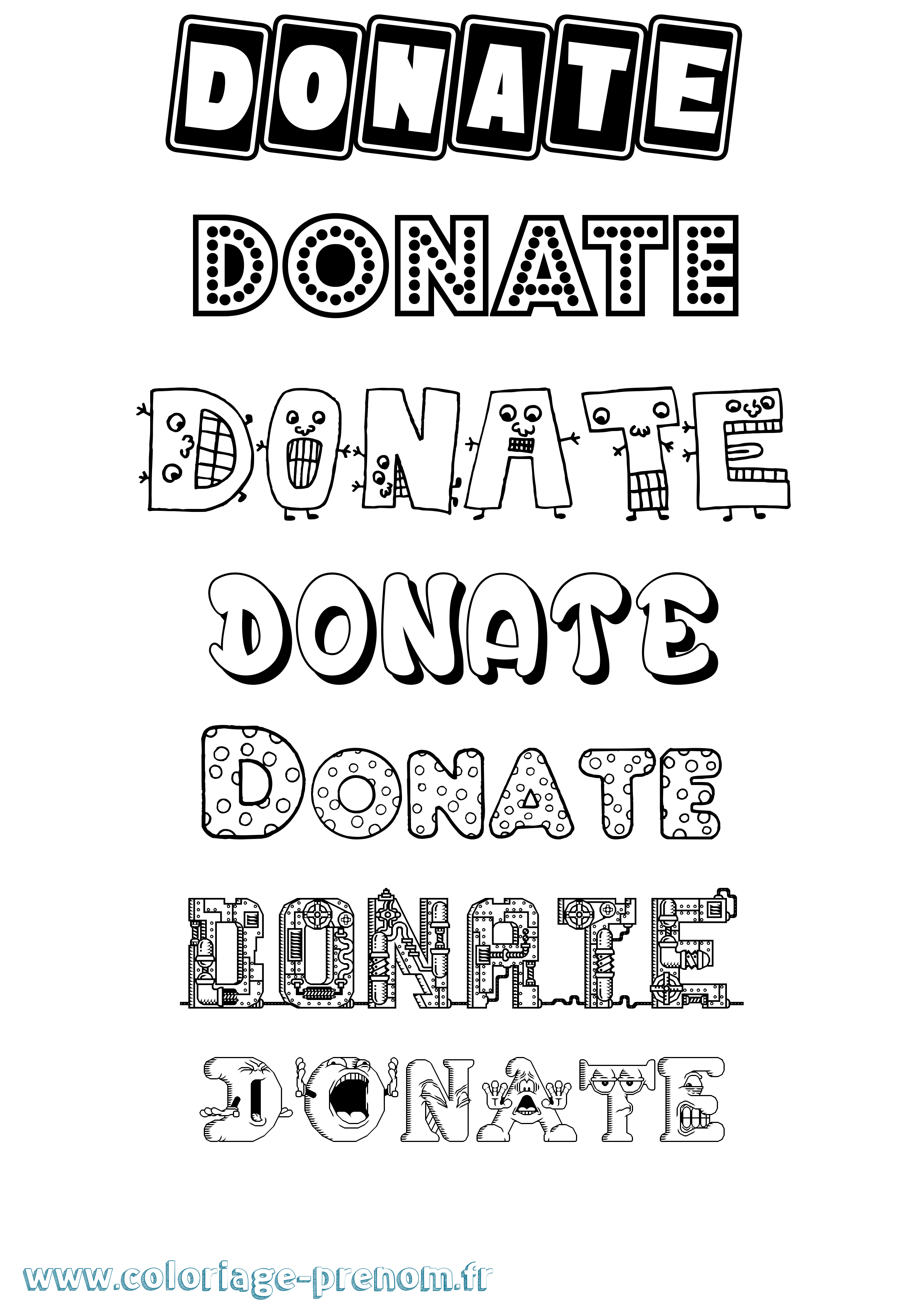 Coloriage prénom Donate Fun